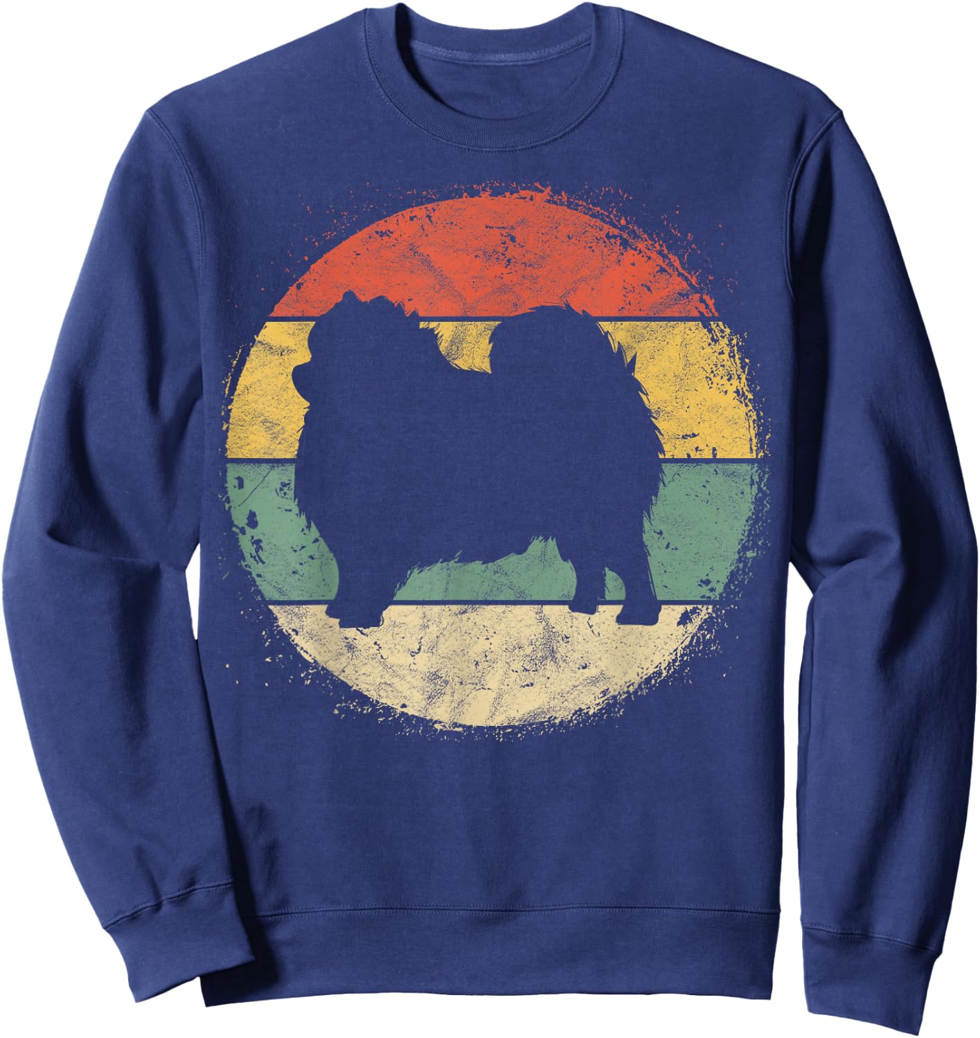 Circular Retro Pomeranian Owner Parents Pompom Dog Mom Women Girls Kids Sweatshirt - Sweatshirt | Navy