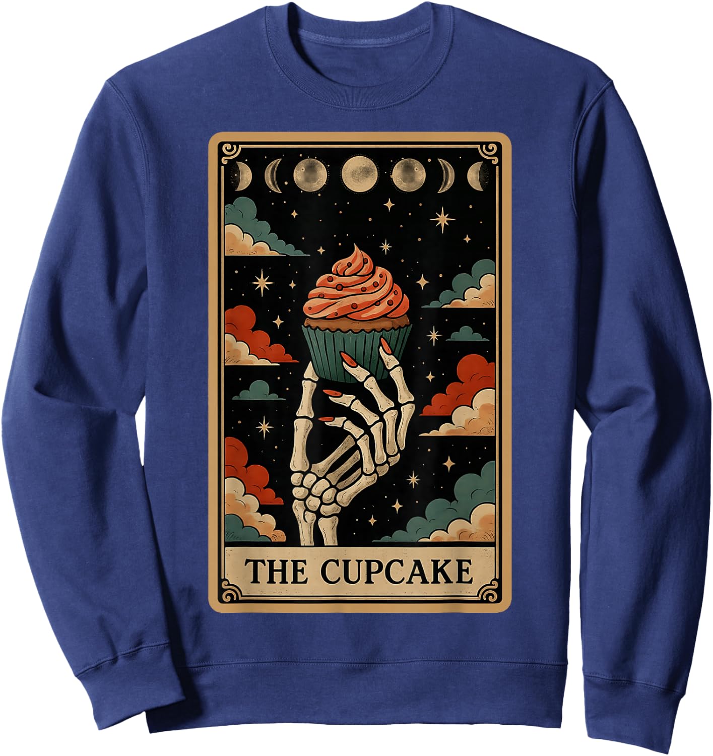 The Cupcake Baker Baking Tarot Card Skeleton Witchy Sweatshirt - Sweatshirt | Navy
