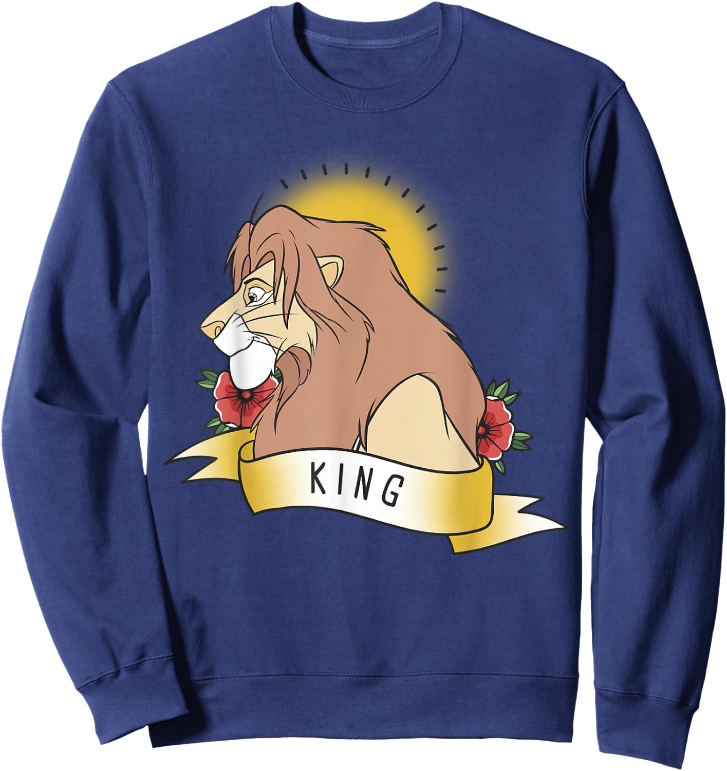 Disney Lion King Simba King Tattoo Yellow Graphic Sweatshirt - Sweatshirt | Navy
