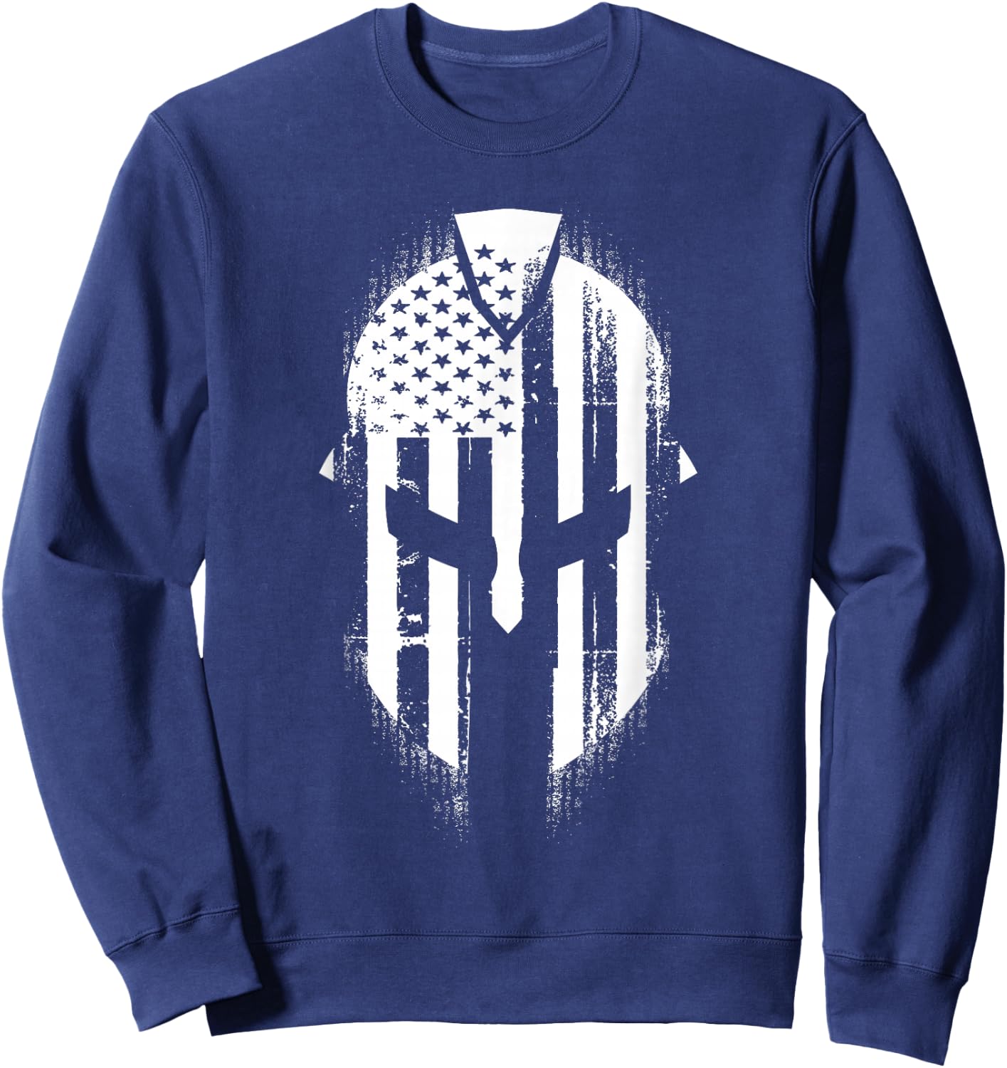 Patriotic Spartan Skull USA Flag American Sweatshirt - Sweatshirt | Navy