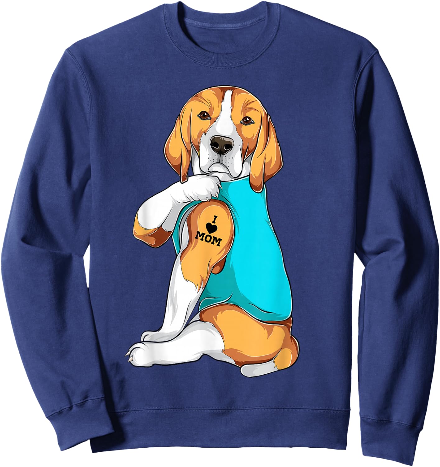 Beagle I Love Mom Apparel, Dog Mom Gifts Sweatshirt - Sweatshirt | Navy