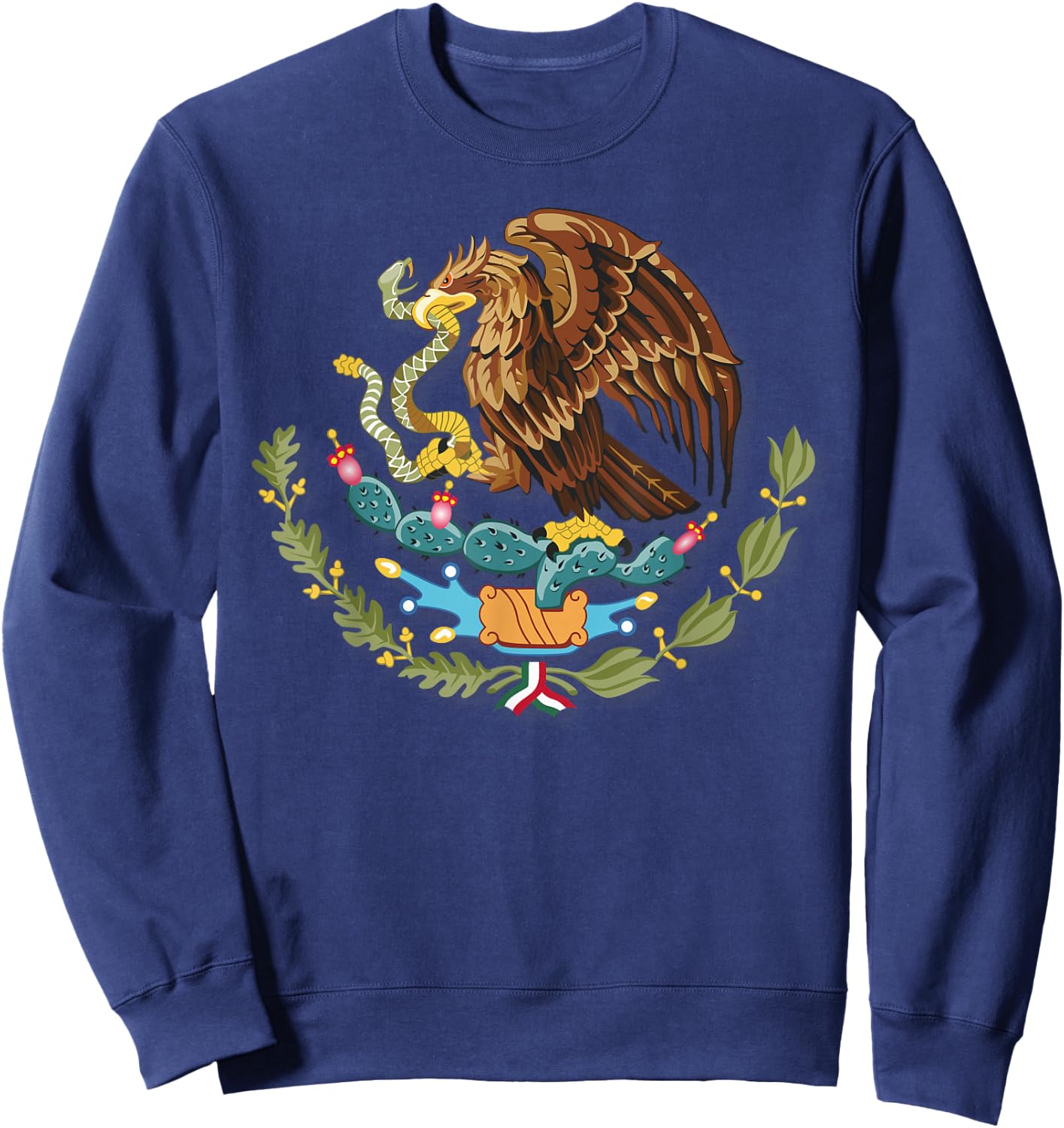Mexico Independence Eagle Snake Design Cartoon Mexican Sweatshirt - Sweatshirt | Navy