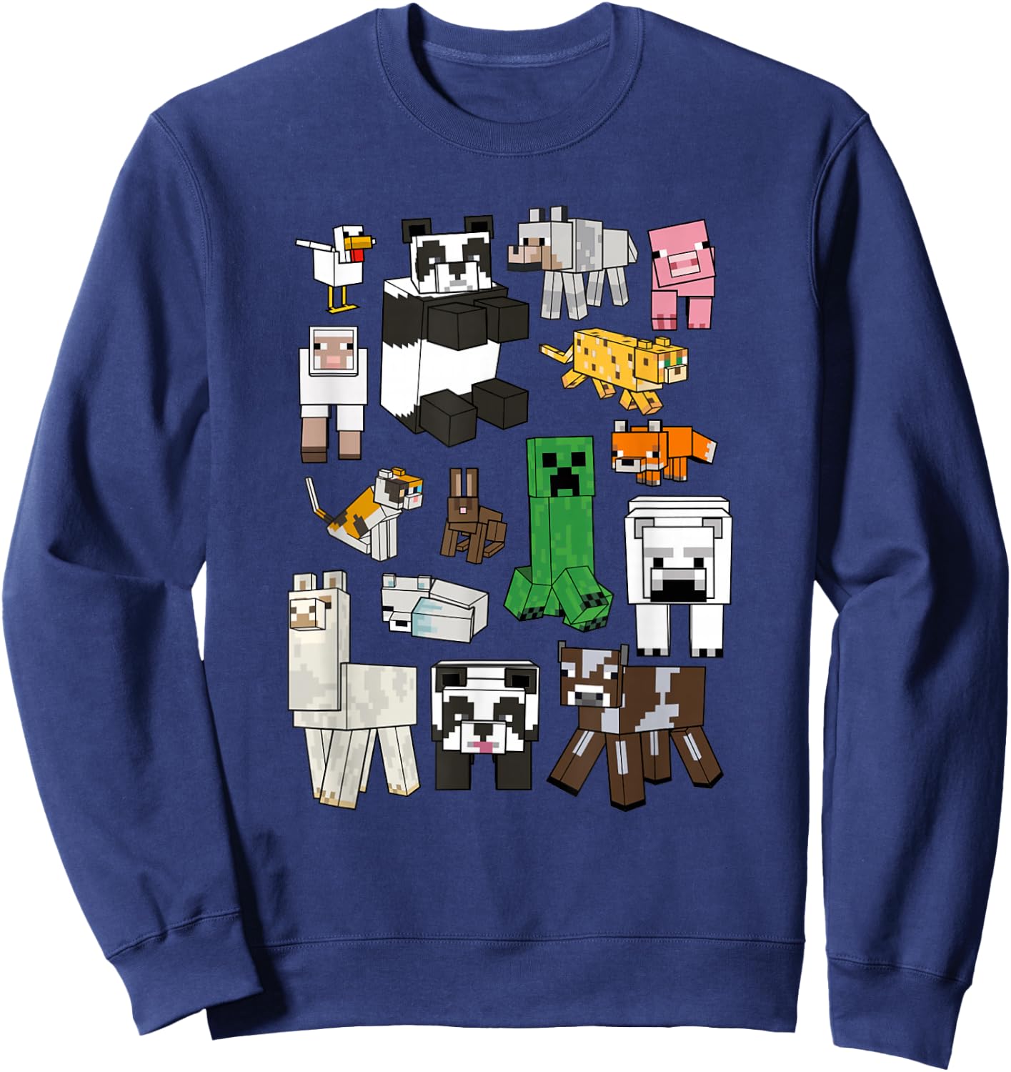 Minecraft Creeper & Animals Collage V2 Sweatshirt - Sweatshirt | Navy