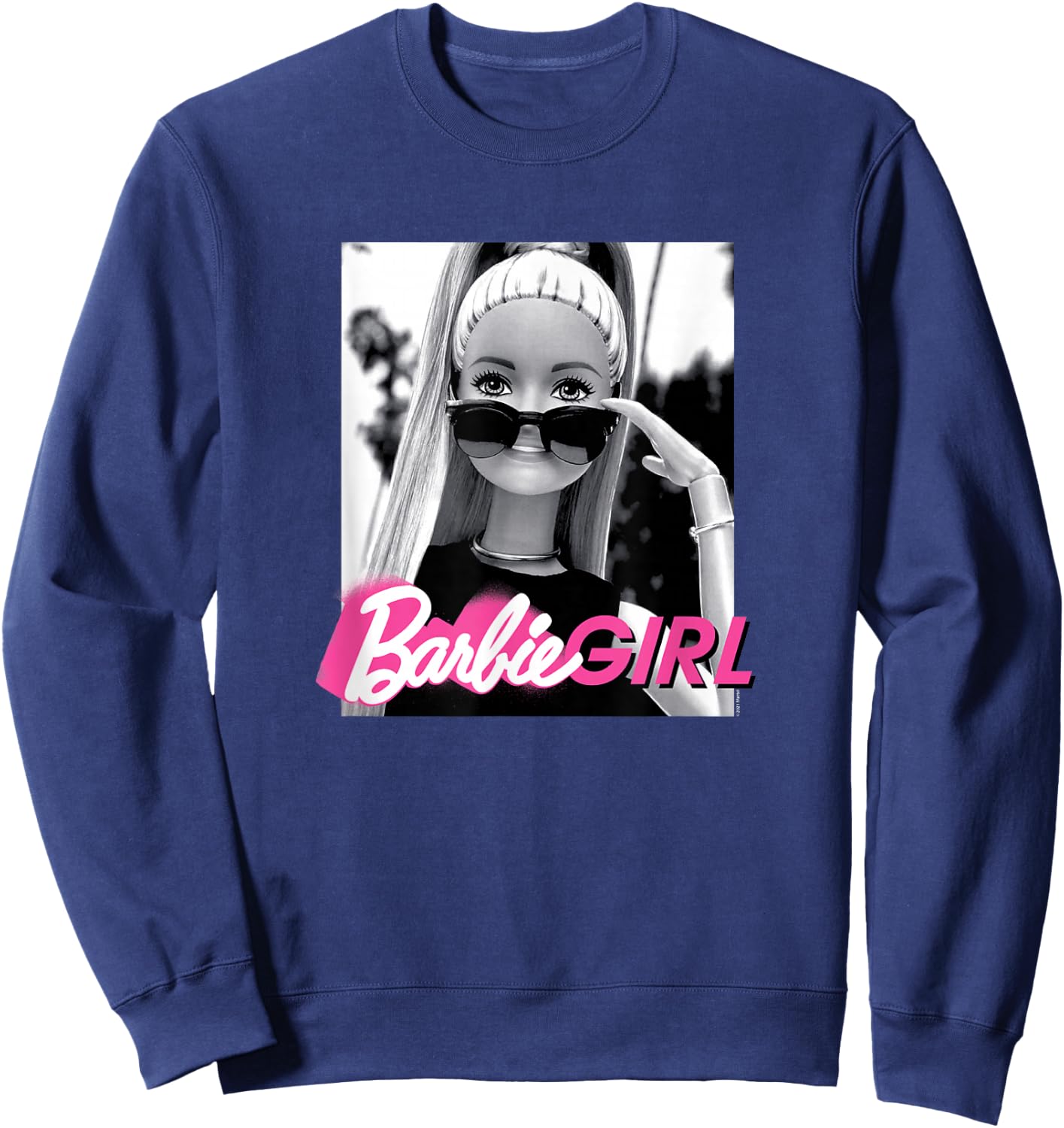 Barbie Girl Classic Fit - Black Cotton & Polyester Blend, Short Sleeve, Casual Style Sweatshirt - Sweatshirt | Navy