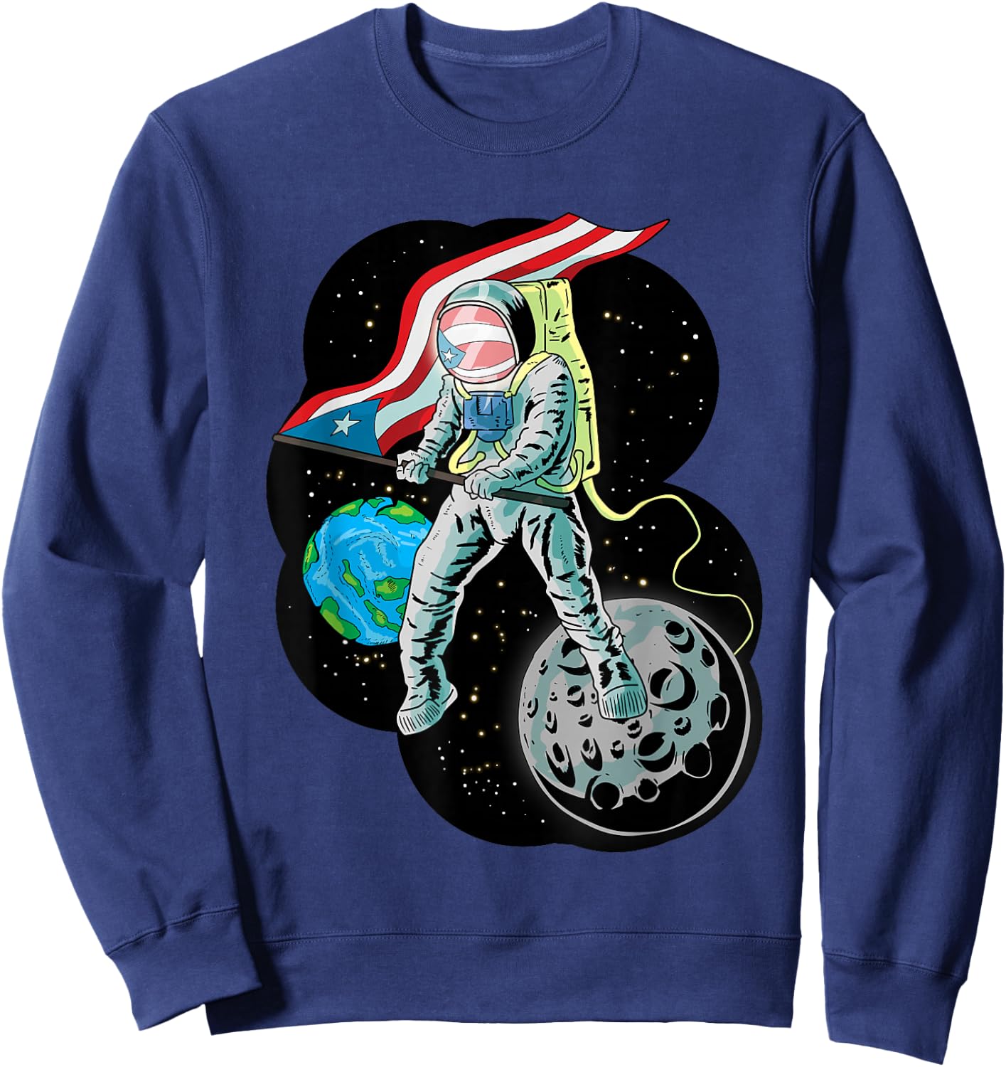 Puerto Rico Pride Boricua Aunque Naciera en la Luna Sweatshirt - Sweatshirt | Navy
