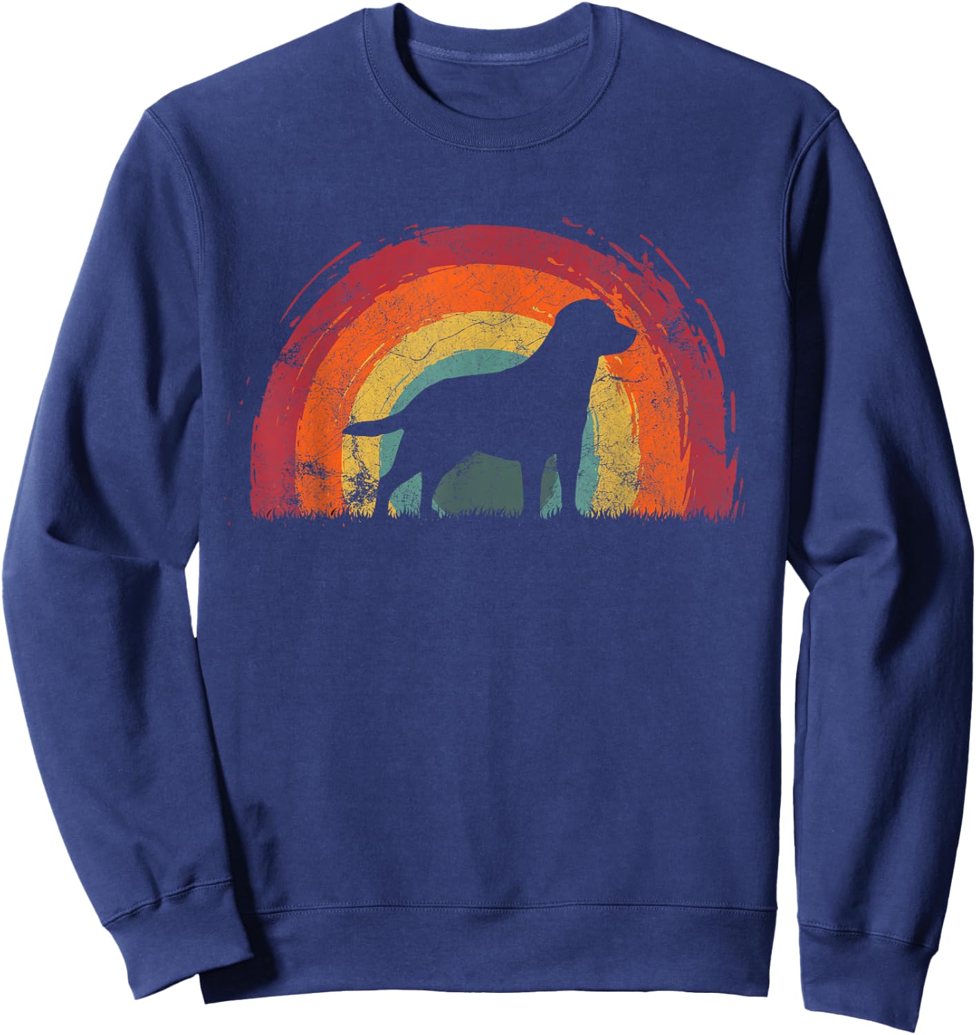 Mutt Vintage Rainbow Dog Men Women Sweatshirt - Sweatshirt | Navy