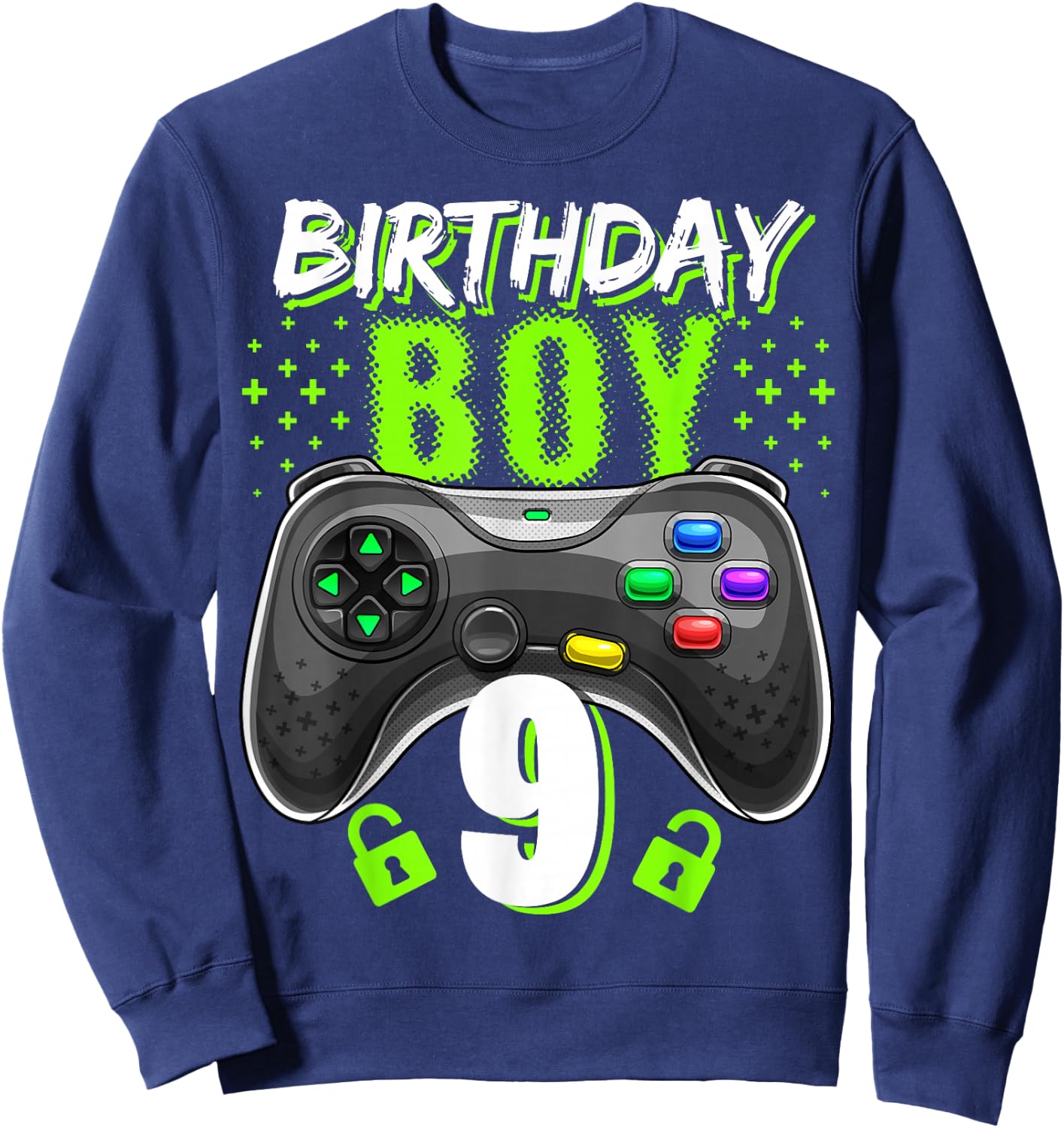 Birthday Boy 9 Video Game Controller Gamer 9th Birthday Gift Sweatshirt - Sweatshirt | Navy