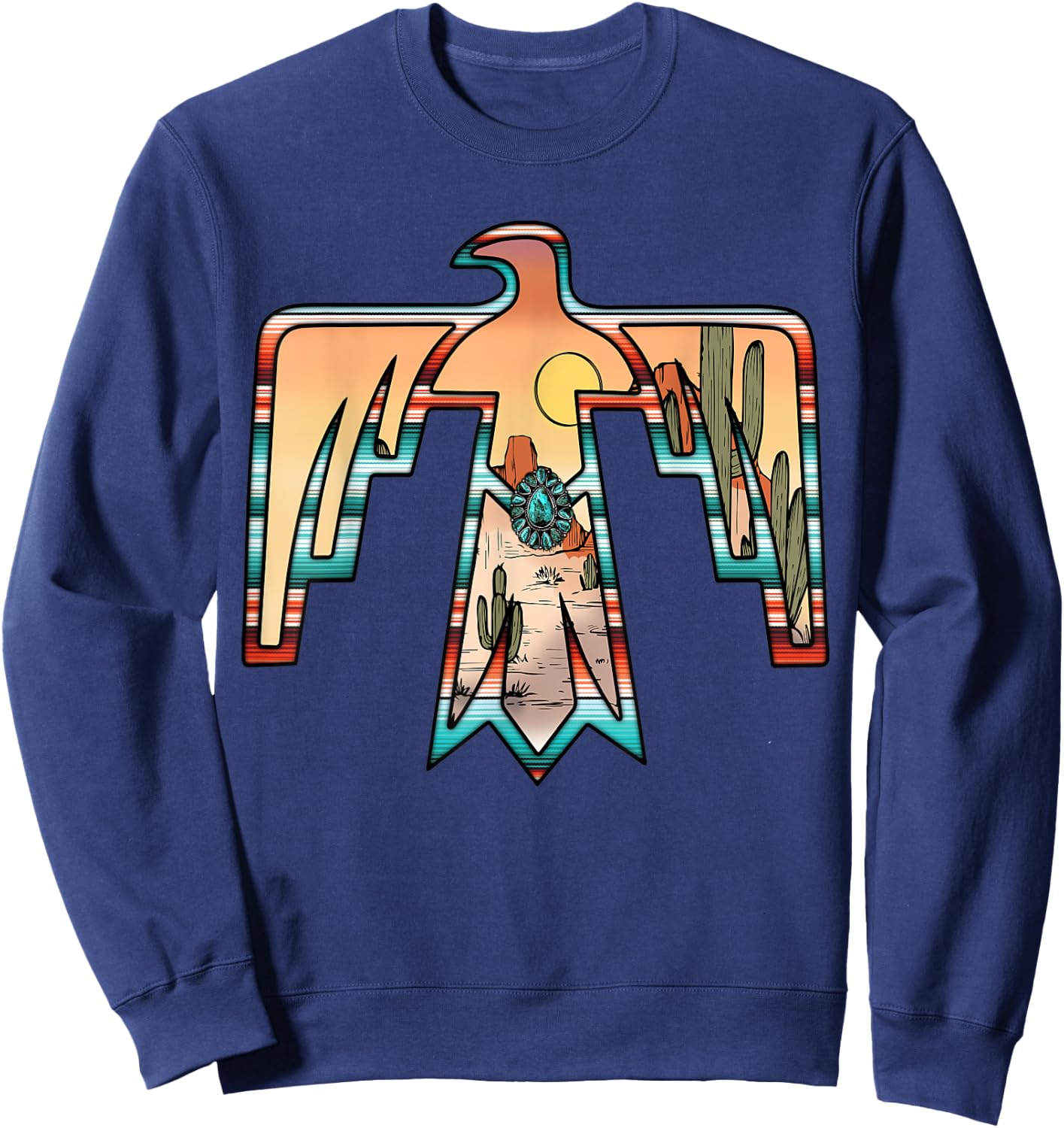 Cute western thunderbird country Aztec cactus women rodeo Sweatshirt - Sweatshirt | Navy