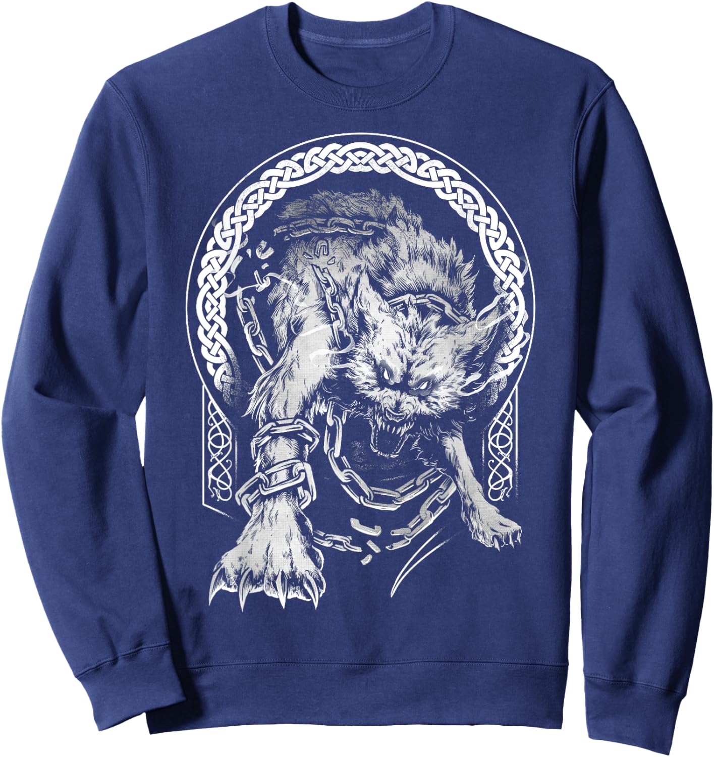 Fenrir Wolf Viking Nordic Pagan Mythology Sweatshirt - Sweatshirt | Navy