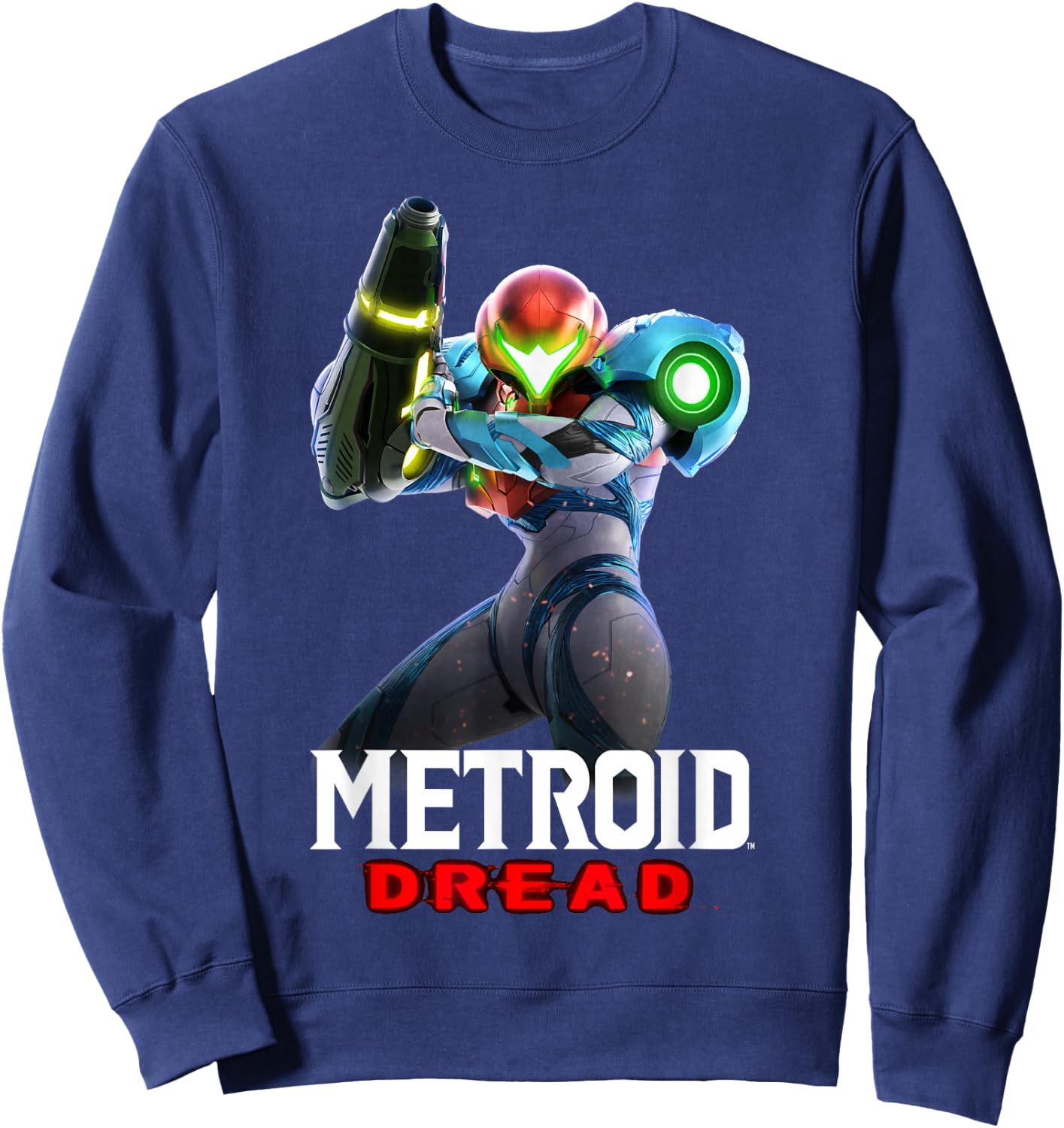 Metroid Dread Samus Aran Standing Nintendo Hero Poster Sweatshirt - Sweatshirt | Navy