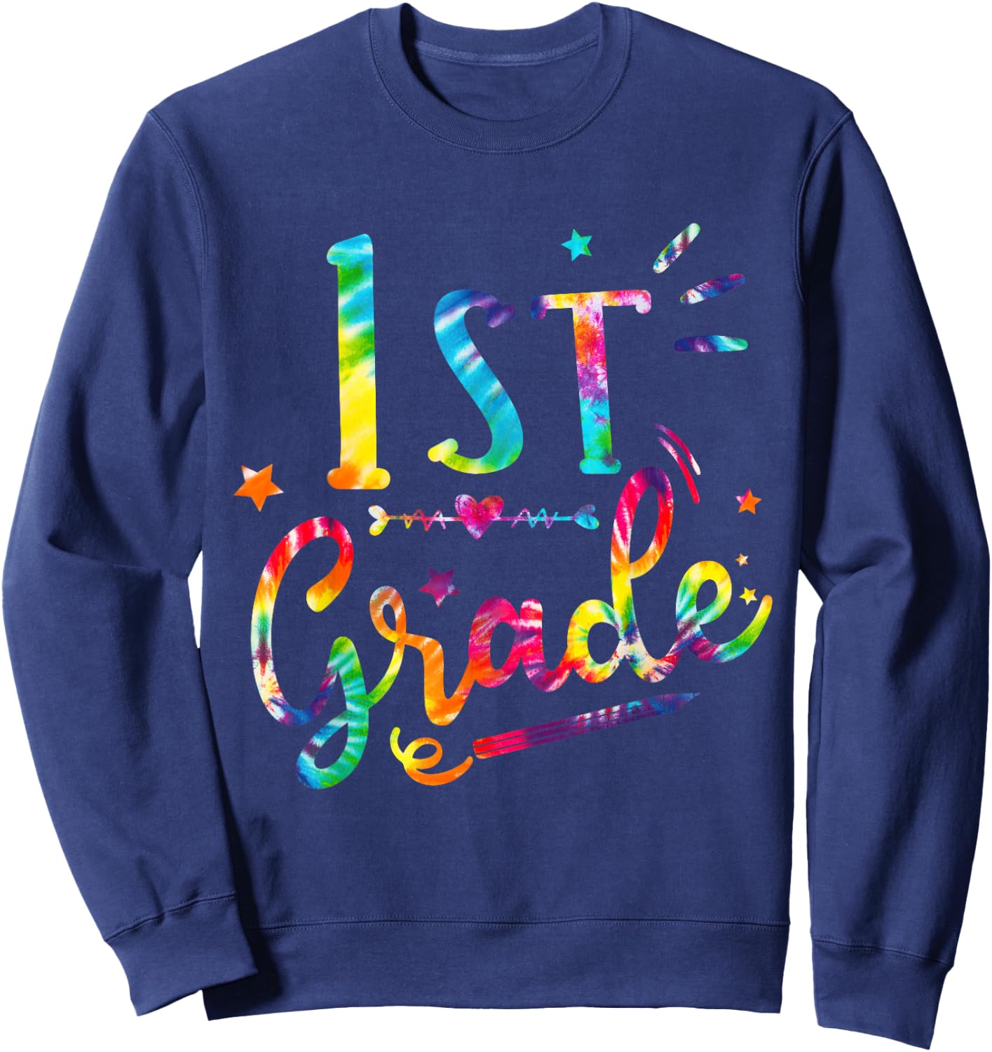 1st Grade Tie Dye Shirt First Grade Shirs Back To School Sweatshirt - Sweatshirt | Navy