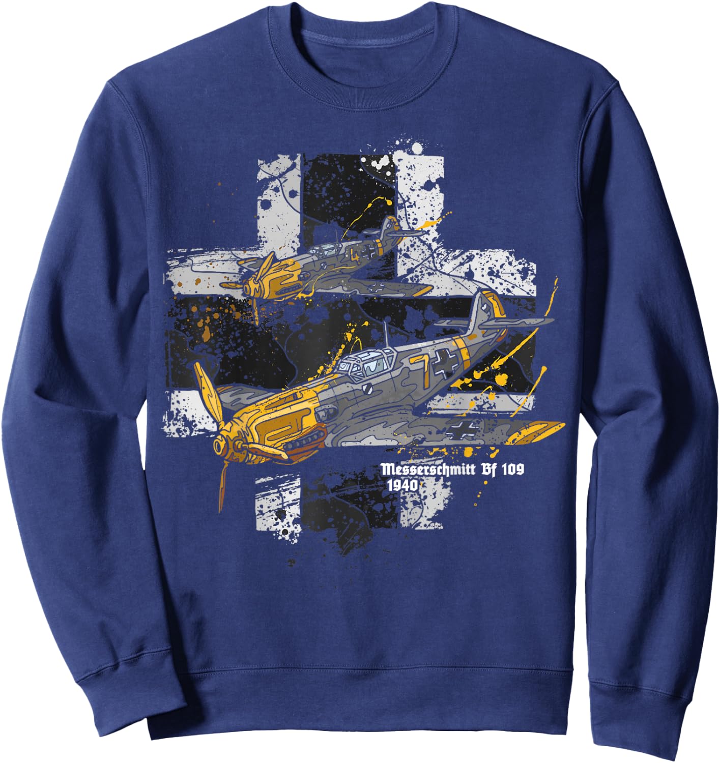 Messerschmitt Bf 109 WWII Aircraft History Sweatshirt - Sweatshirt | Navy