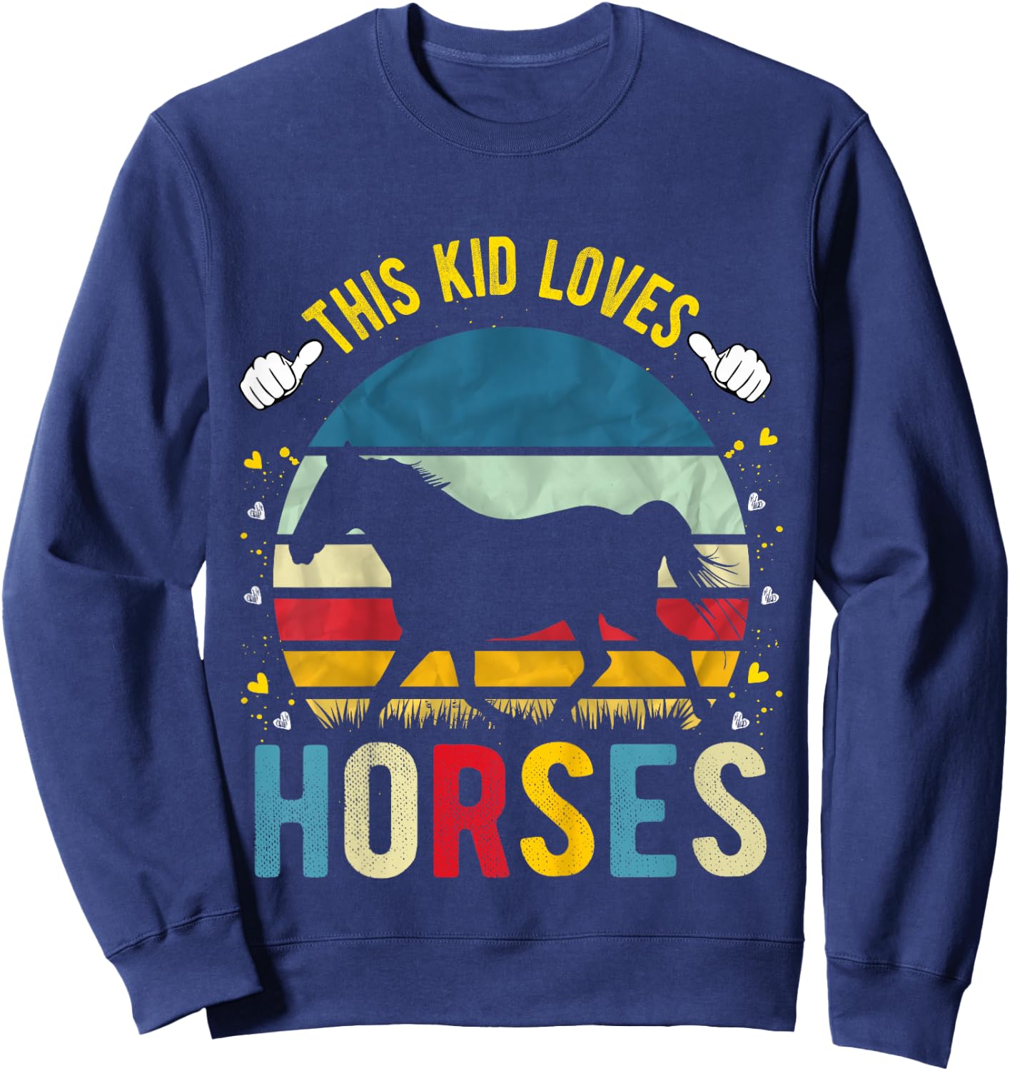 This Kid Loves Horses Boys and Girls Horse Gift Sweatshirt - Sweatshirt | Navy