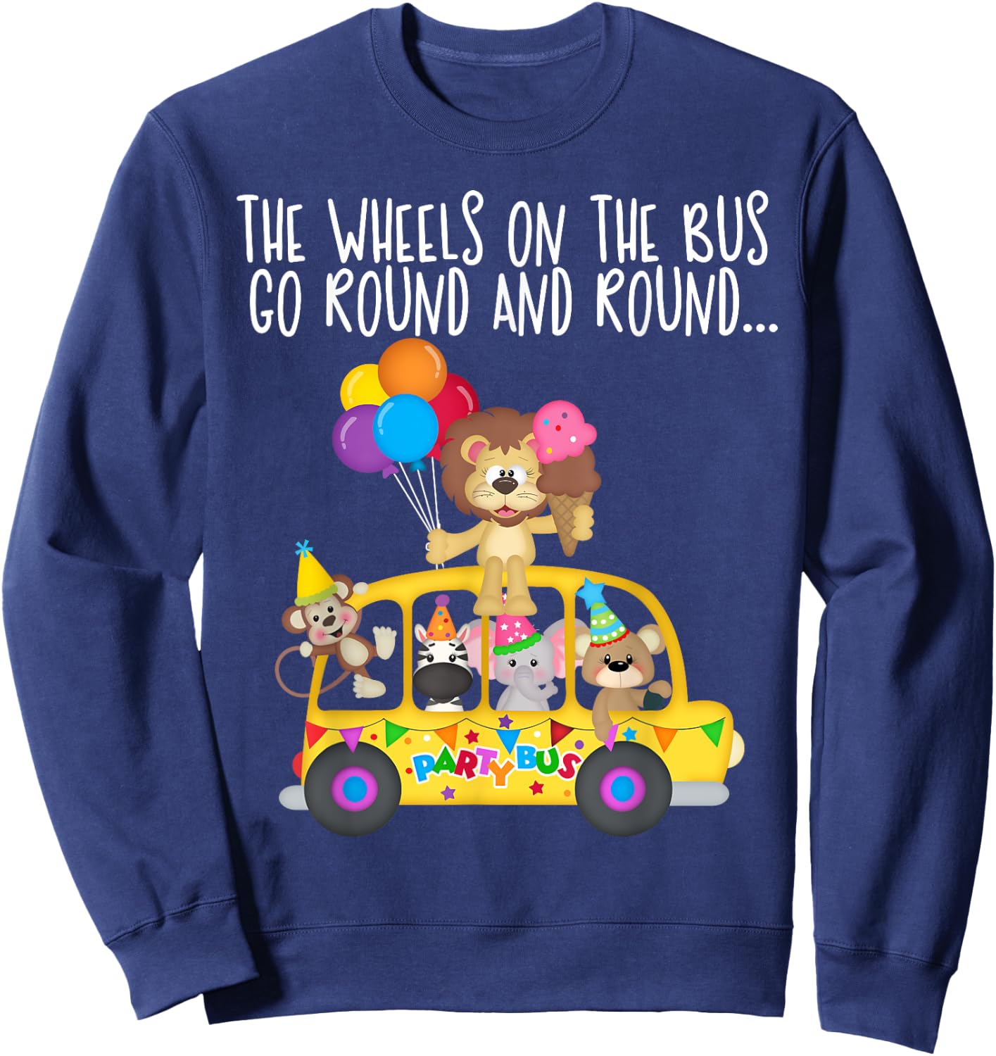 The Wheels On The Bus Go Round and Round Family Matching Sweatshirt - Sweatshirt | Navy