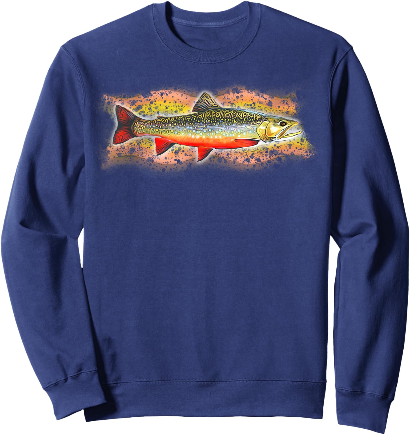 Brook Trout Fishing Graphic Sweatshirt - Sweatshirt | Navy