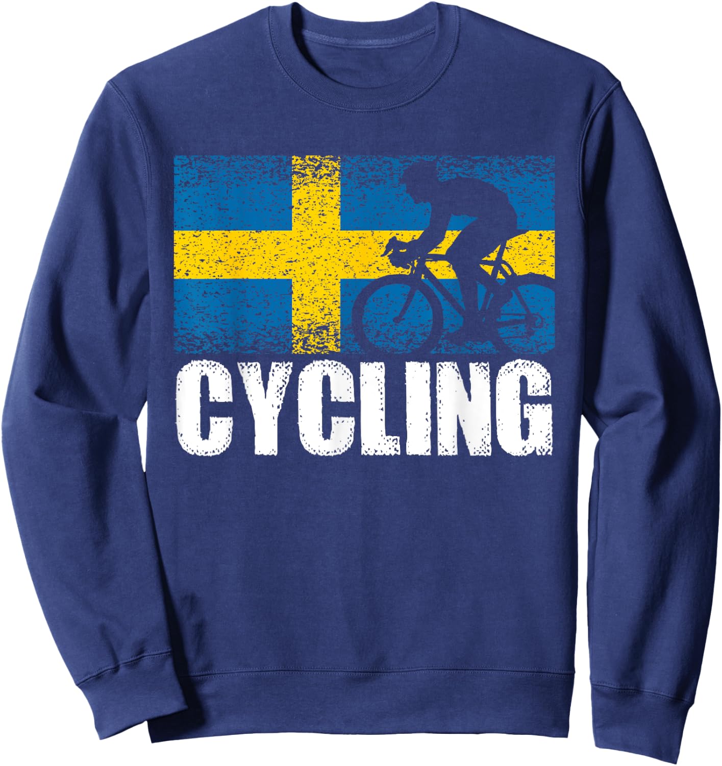 Cycling, Sweden flag, Swedish bicycle road cyclist Sweatshirt - Sweatshirt | Navy