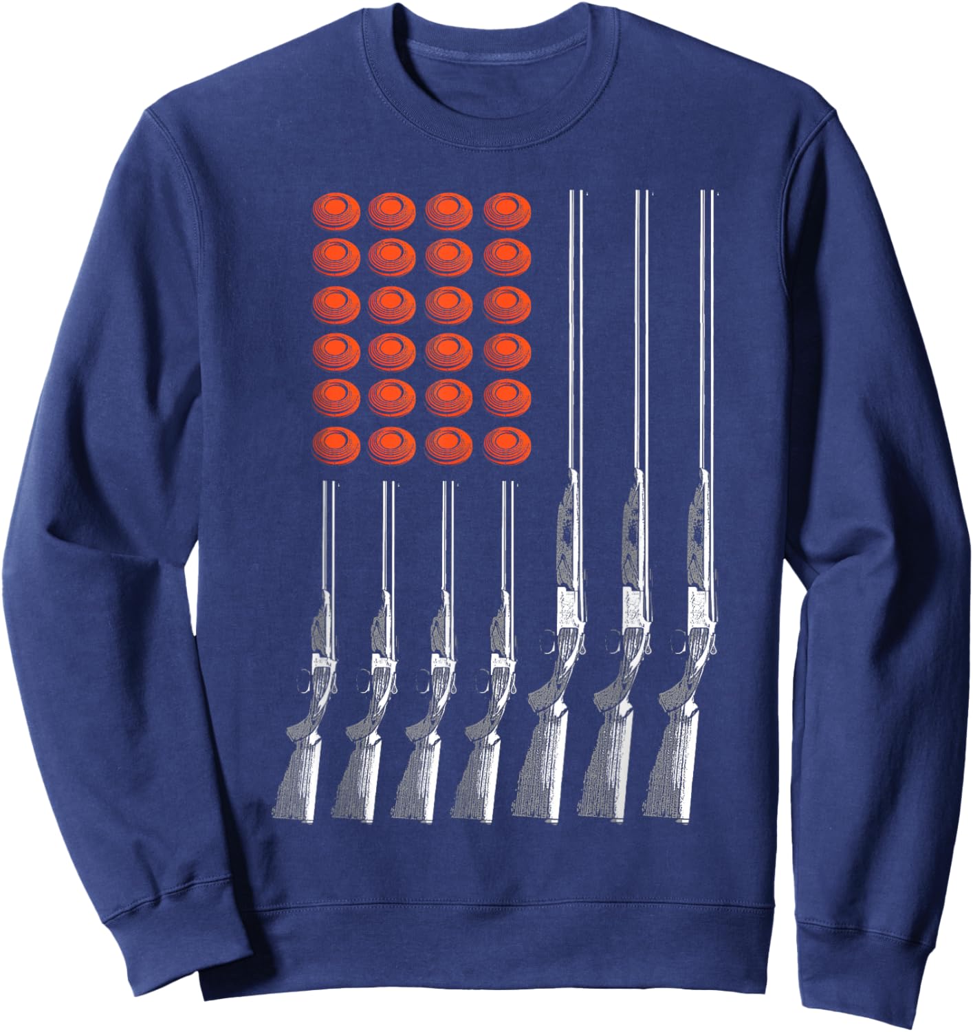American Flag Trap Shooting Funny Skeet Sport Gift Men Women Sweatshirt - Sweatshirt | Navy