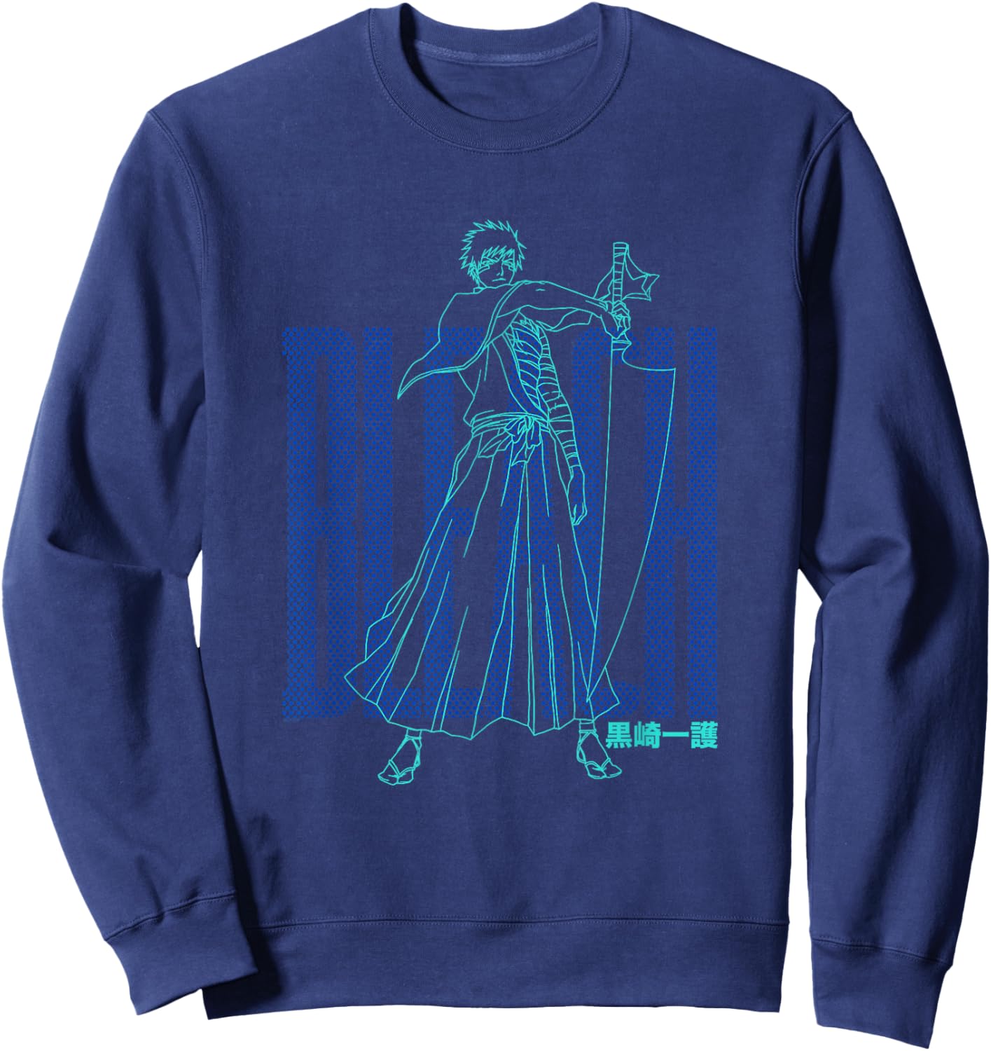 Bleach Ichigo Outline and Dots Pattern Anime Sweatshirt - Sweatshirt | Navy
