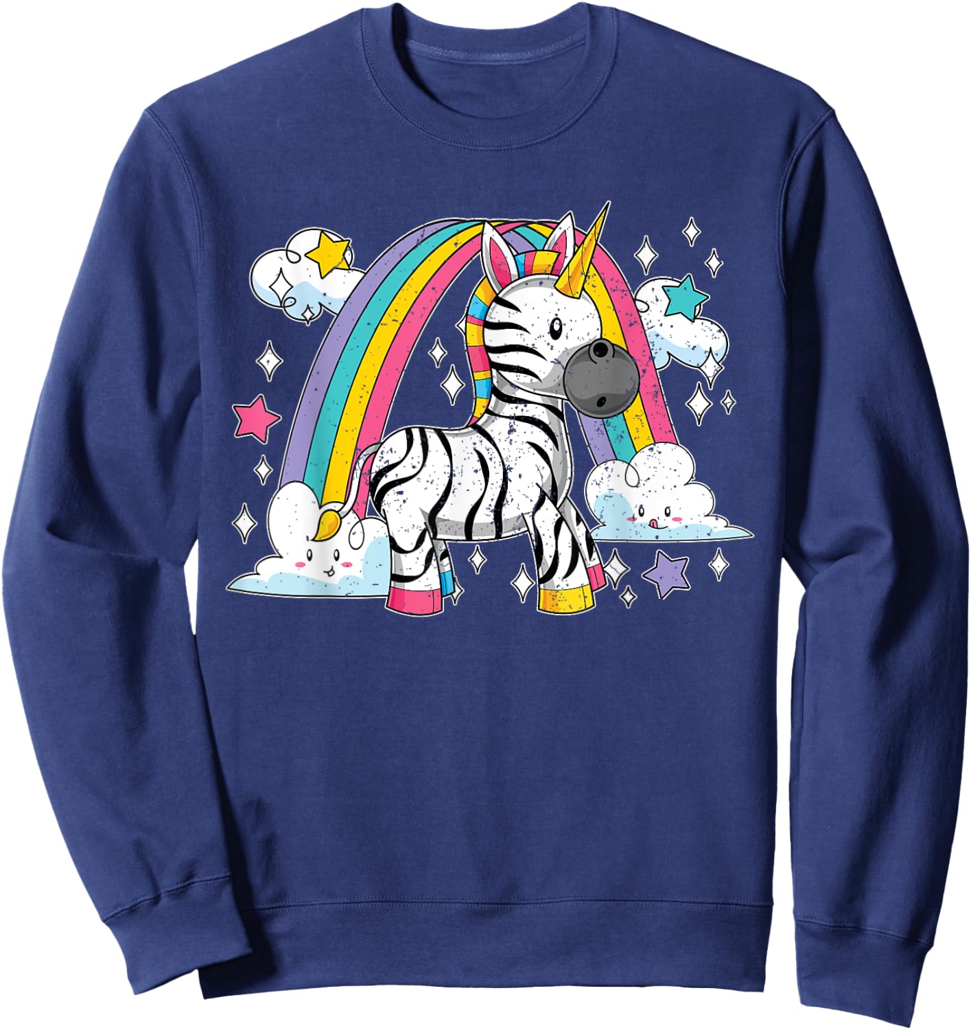 Africa Animal Zebracorn Rainbow Fairytale Zebra Unicorn Sweatshirt - Sweatshirt | Navy