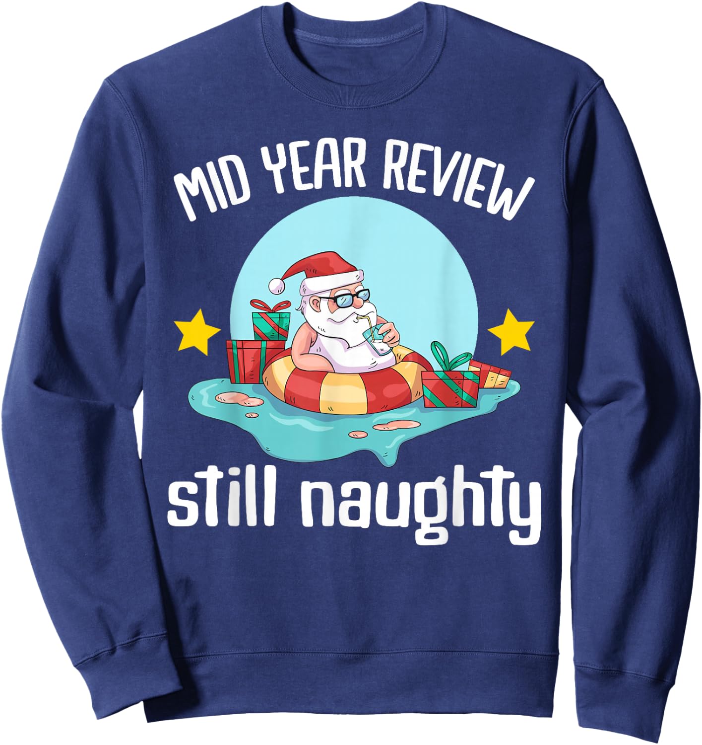 Christmas in July | Summer Santa Claus Beach Hawaii Surf Sweatshirt - Sweatshirt | Navy
