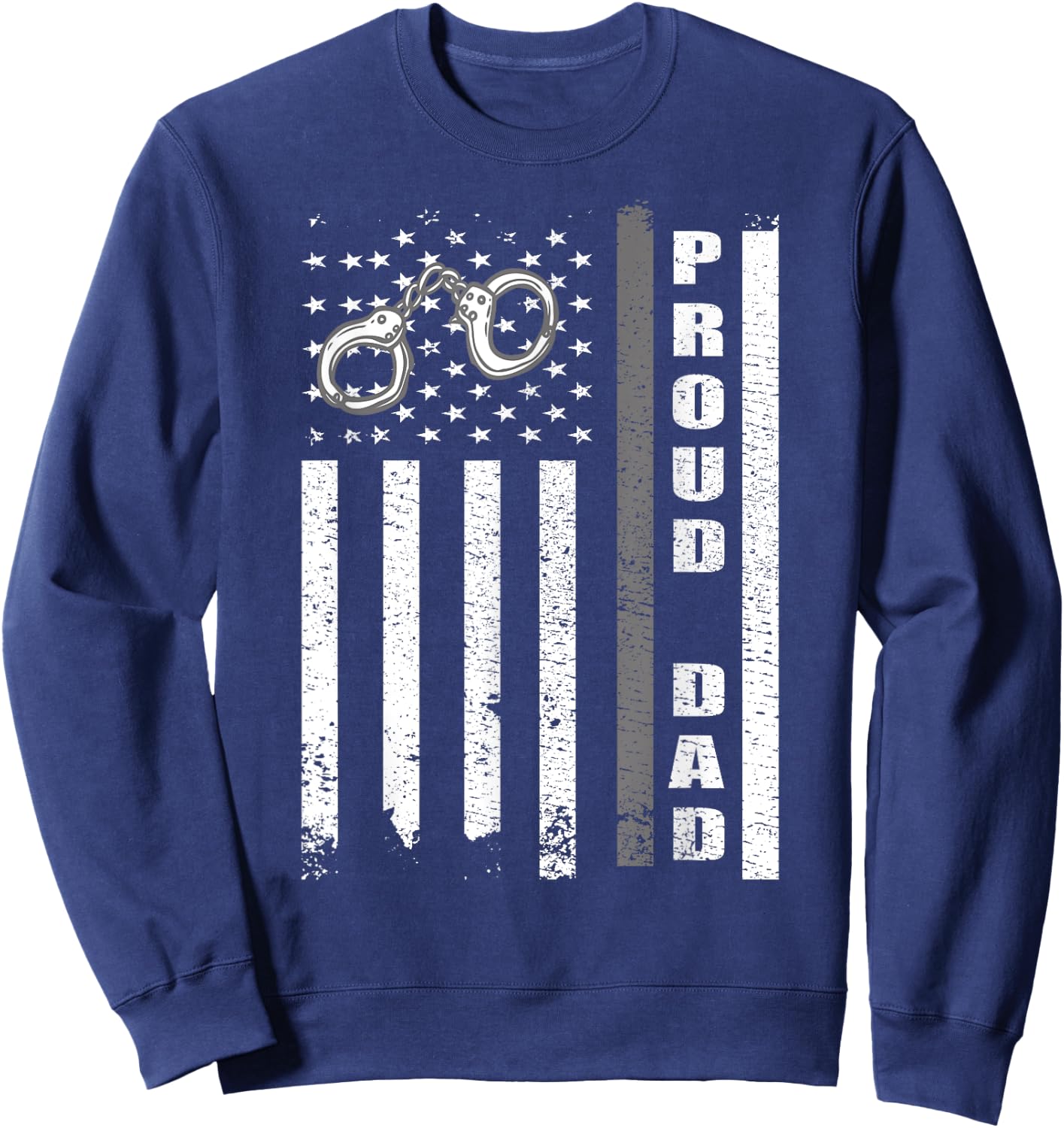 Proud Corrections Dad | US Flag Correctional Officer Dad Sweatshirt - Sweatshirt | Navy