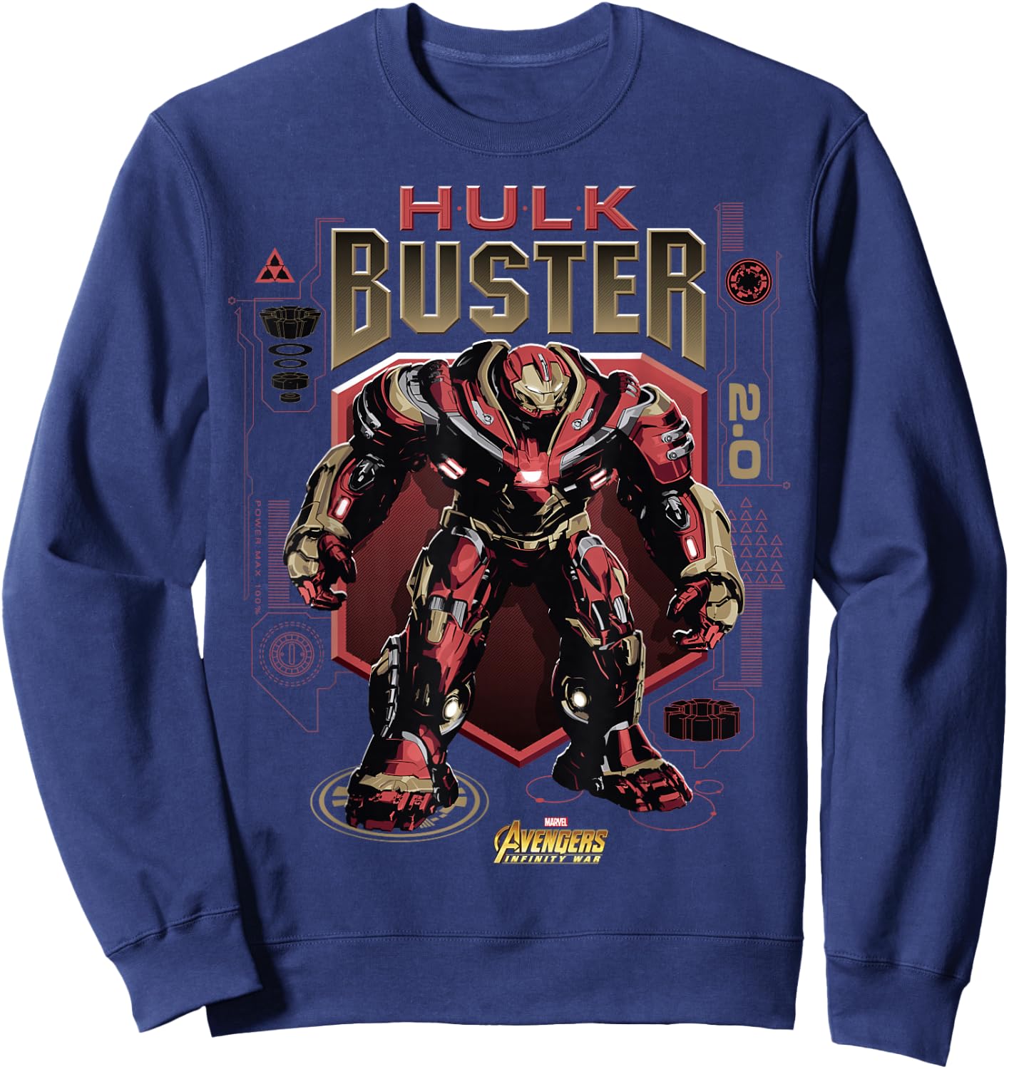 Marvel Infinity War Hulk Buster Schematic Graphic Sweatshirt - Sweatshirt | Navy
