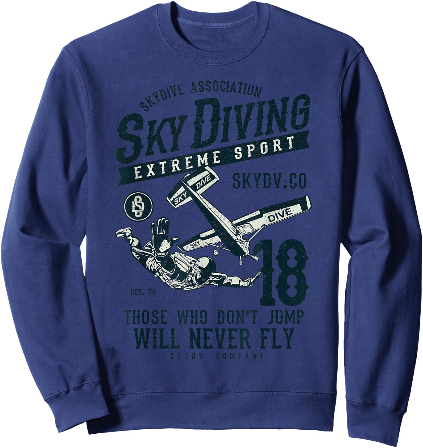 Skydiving T Shirt Parachuting Skydive Skydiver Sweatshirt - Sweatshirt | Navy