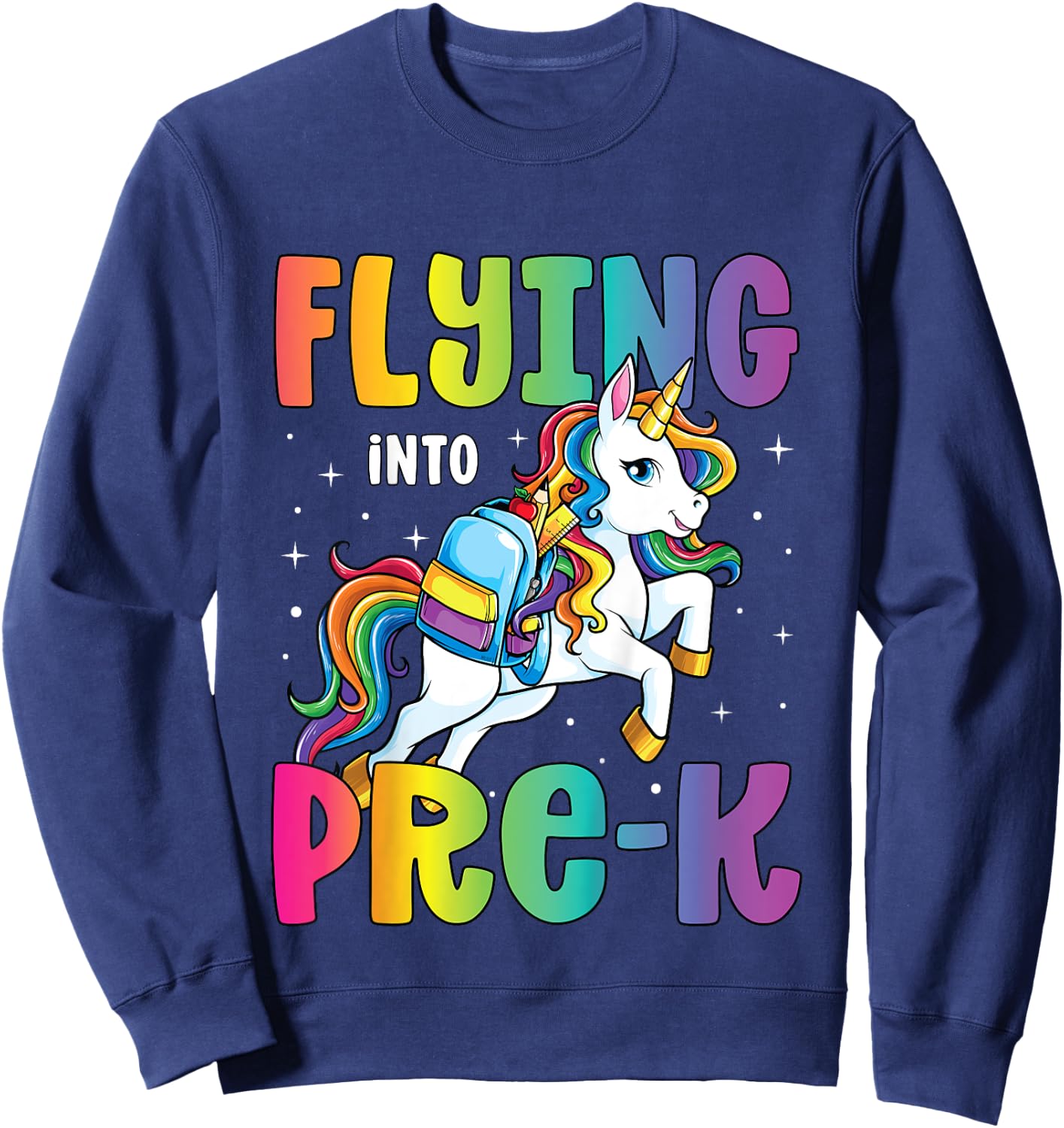 Pre Kindergarten Girls Unicorn First Day of Pre K Sweatshirt - Sweatshirt | Navy