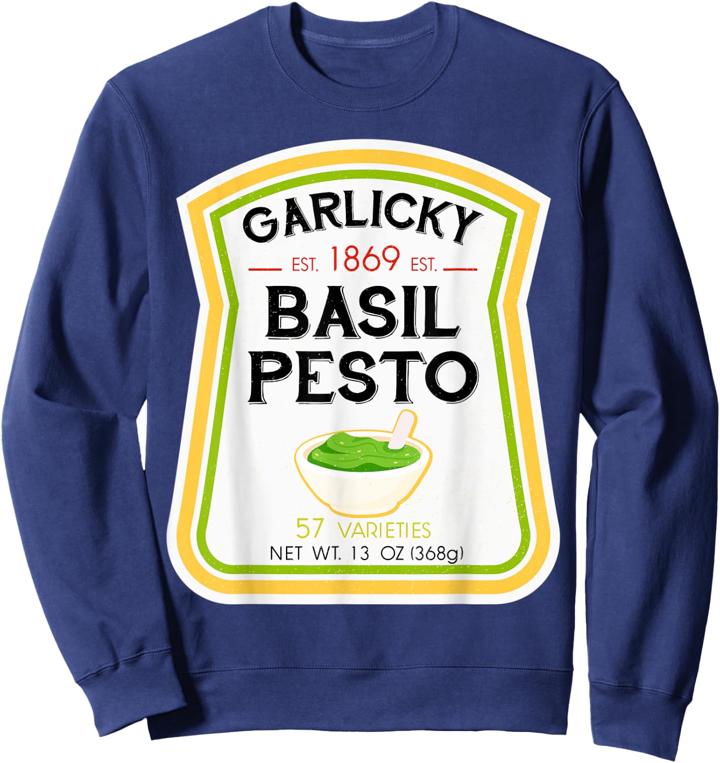 Basil Pesto Bottle Label Halloween 2021 Couples Costume Sweatshirt - Sweatshirt | Navy