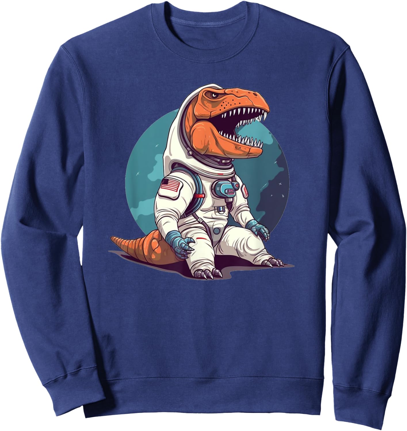 Funny Astronaut T-Rex Dinosaur In Space T-Rex Astronaut Sweatshirt - Sweatshirt | Navy