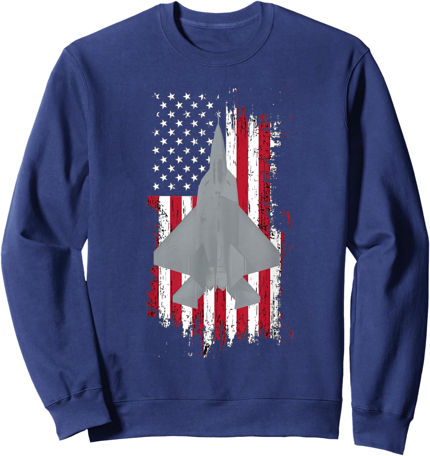 F-22 Raptor Jet American Flag Military Aircraft Shirt Women Men Sweatshirt - Sweatshirt | Navy