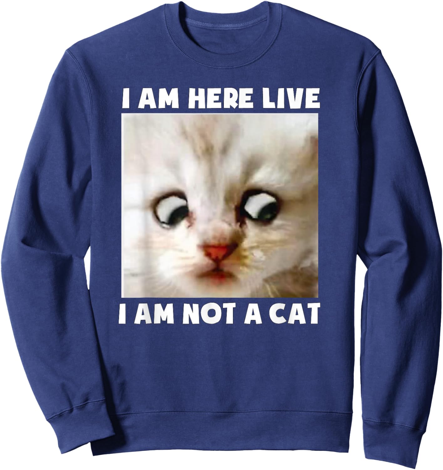 I Am Here Live I Am Not A Cat Funny Lawyer Cat Meme Sweatshirt - Sweatshirt | Navy