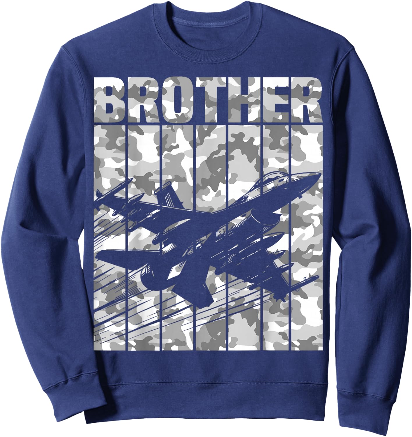 Brother Matching Family Camo Military Fighter Jet Birthday Sweatshirt - Sweatshirt | Navy