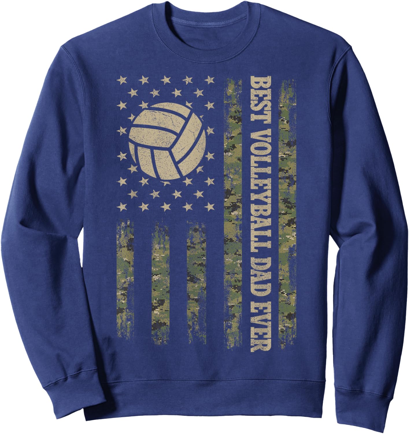 Camo USA Flag Volleyball Men, Patriotic Fathers Day Sweatshirt - Sweatshirt | Navy