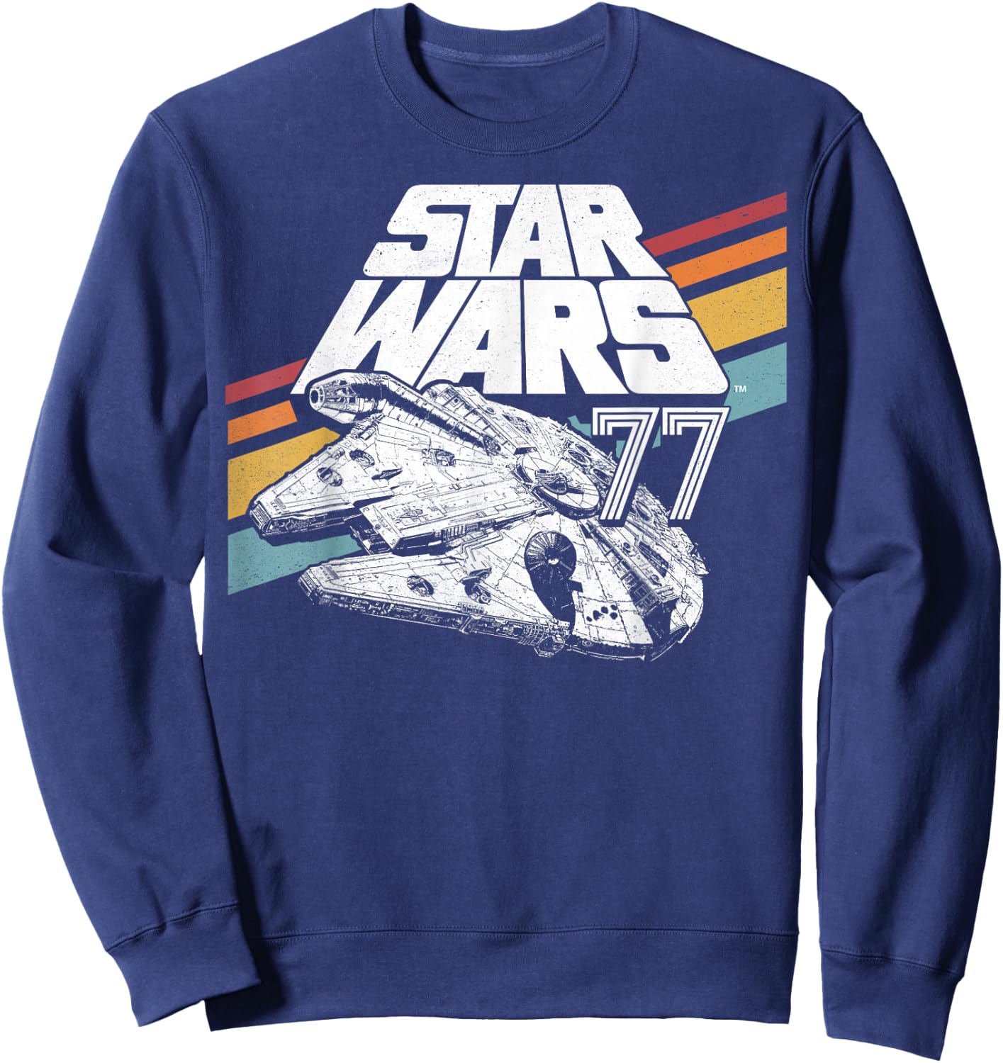 Star Wars Millennium Falcon Retro Rainbow Stripe Sweatshirt - Sweatshirt | Navy