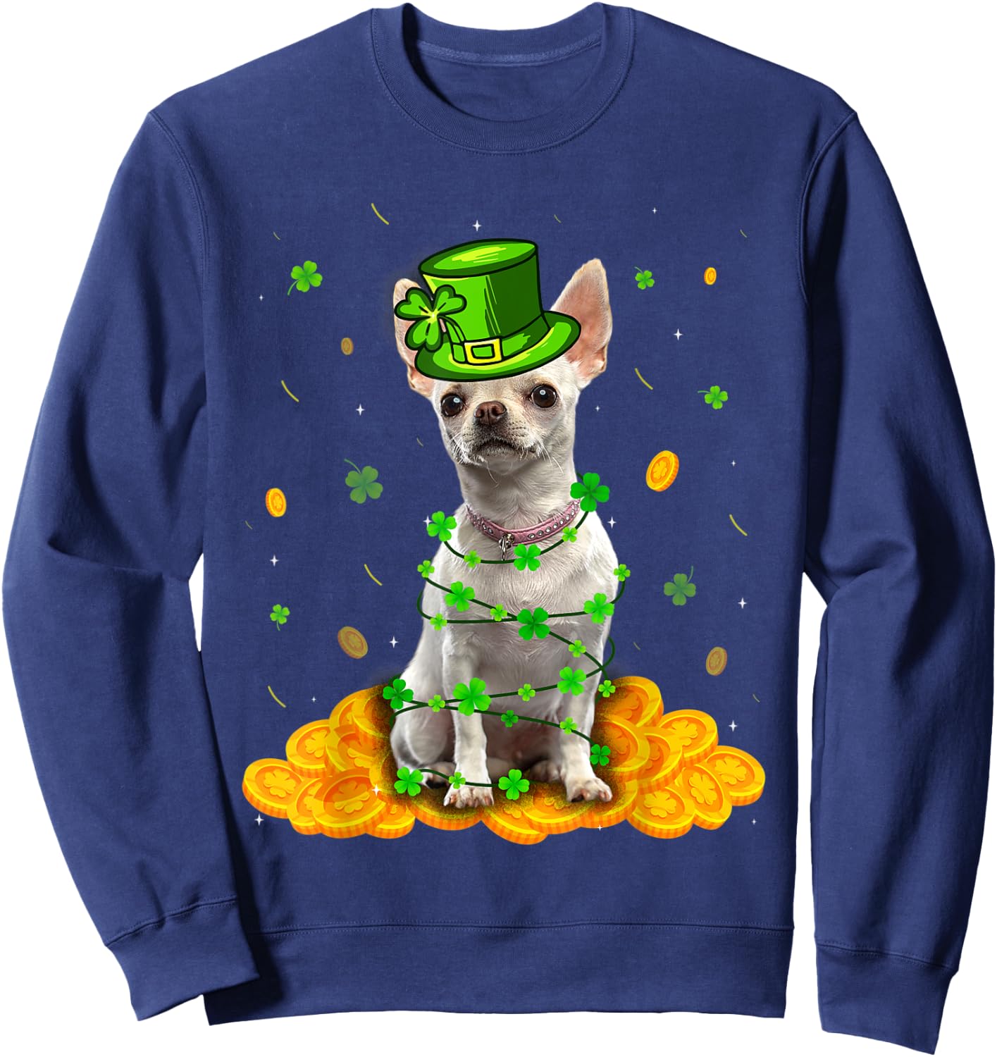 Cute Chihuahua Dog St Patricks Day Irish Shamrock Sweatshirt - Sweatshirt | Navy