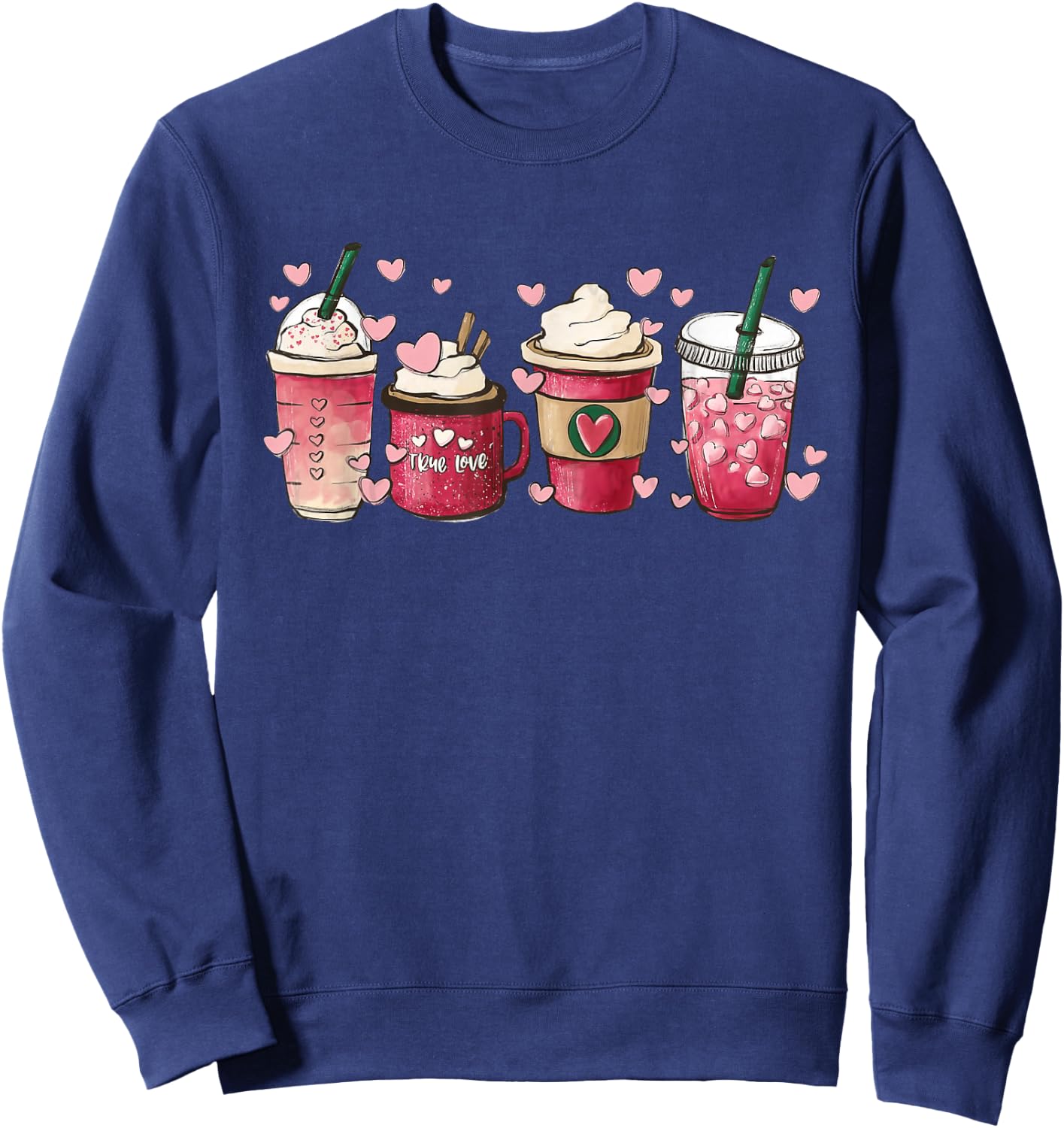 Valentine Coffee Heart Iced Coffee Lover Valentine Day Sweatshirt - Sweatshirt | Navy