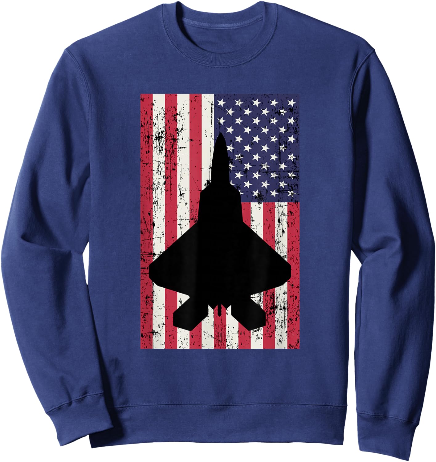 Patriotic F-22 Raptor fighter jet American flag Sweatshirt - Sweatshirt | Navy