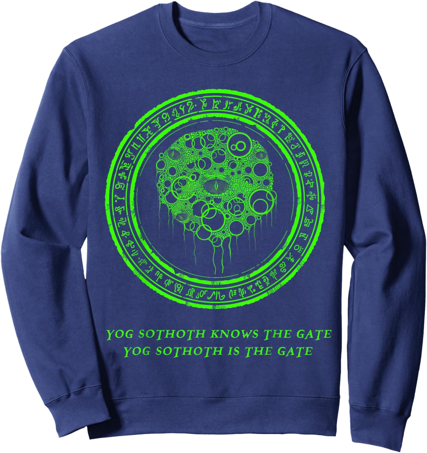 Yog Sothoth Knows the gate, horror design Sweatshirt - Sweatshirt | Navy