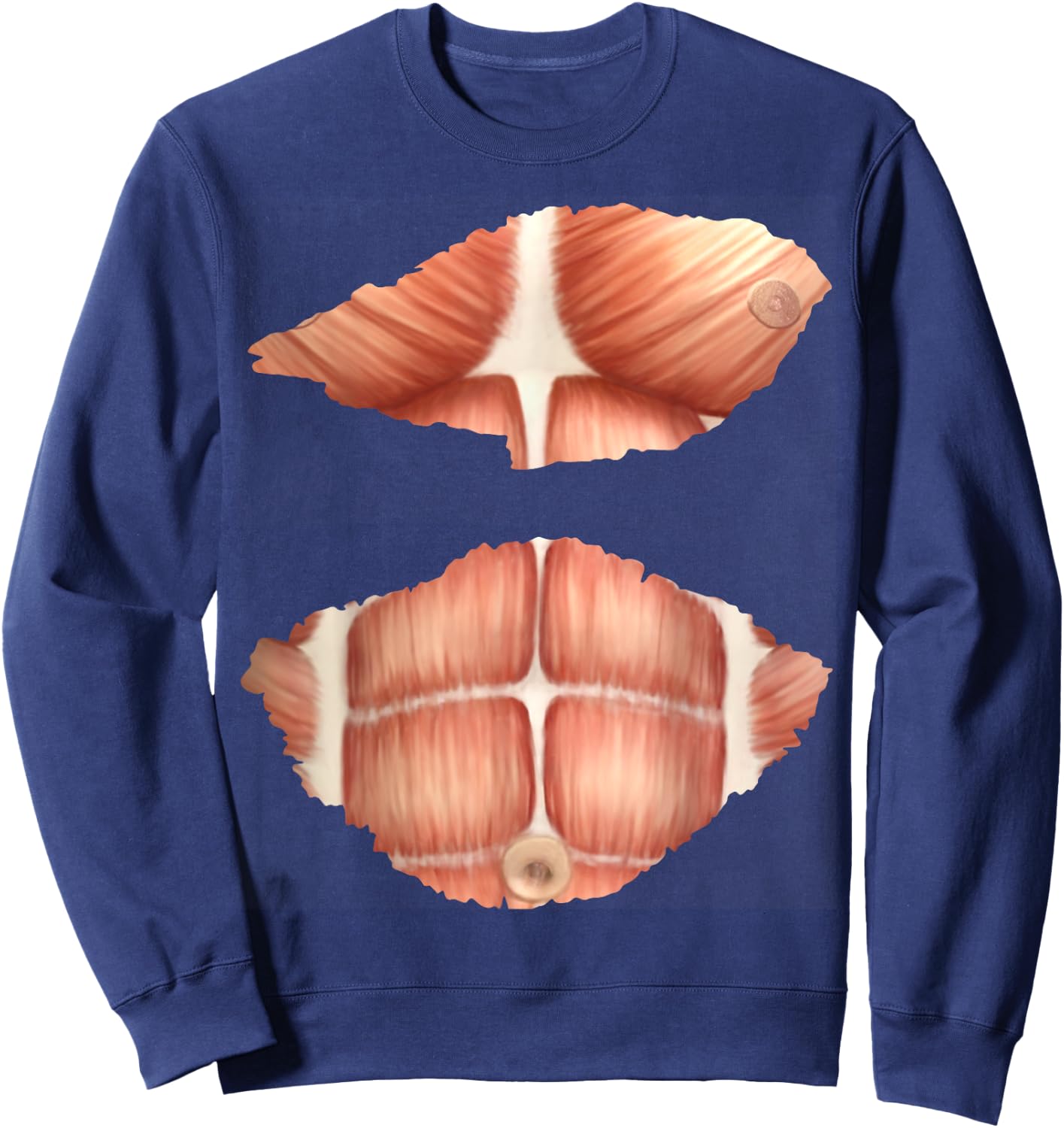 fake Anatomy costume Chest Six Pack Abs Muscles Sweatshirt - Sweatshirt | Navy