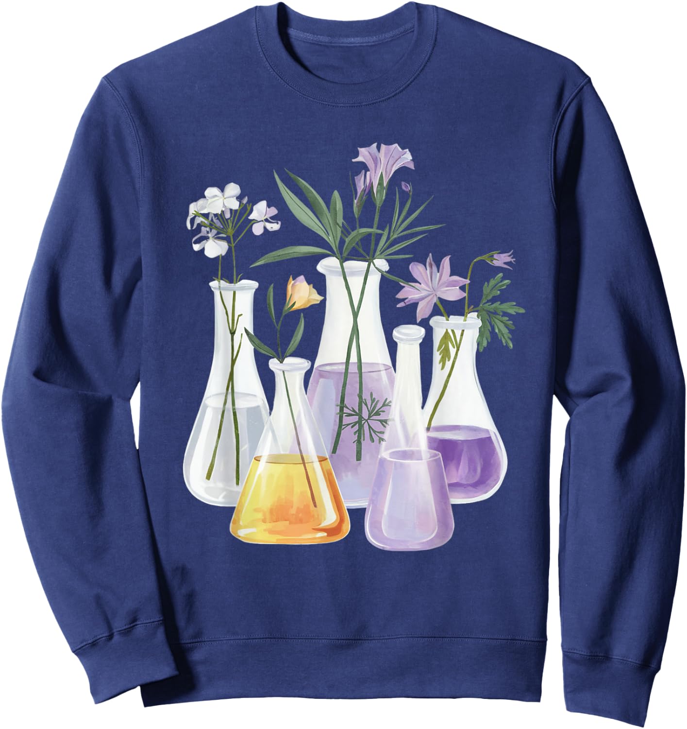 Flowers Test Tube Chemistry Student Science Teacher Women Sweatshirt - Sweatshirt | Navy