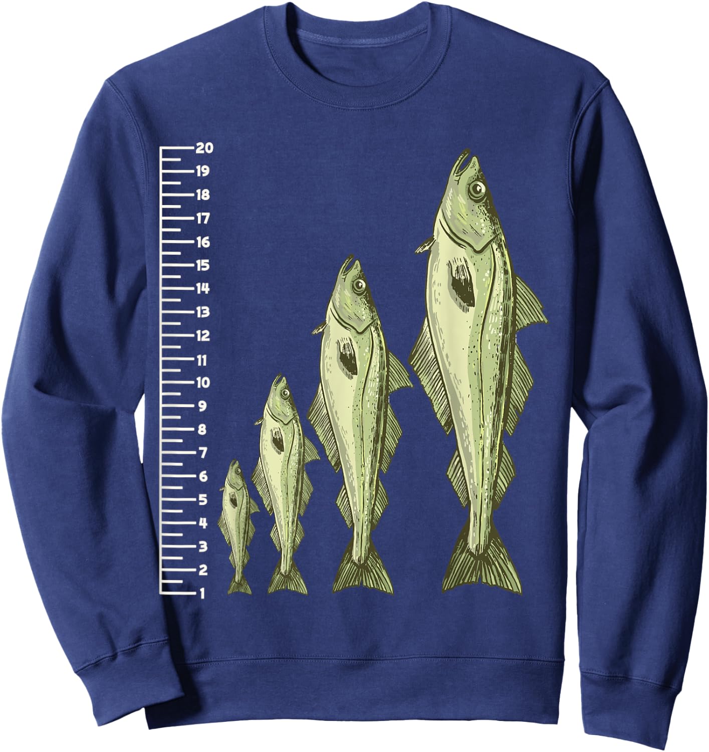 Funny Fish Measuring design for Fishing lovers Sweatshirt - Sweatshirt | Navy