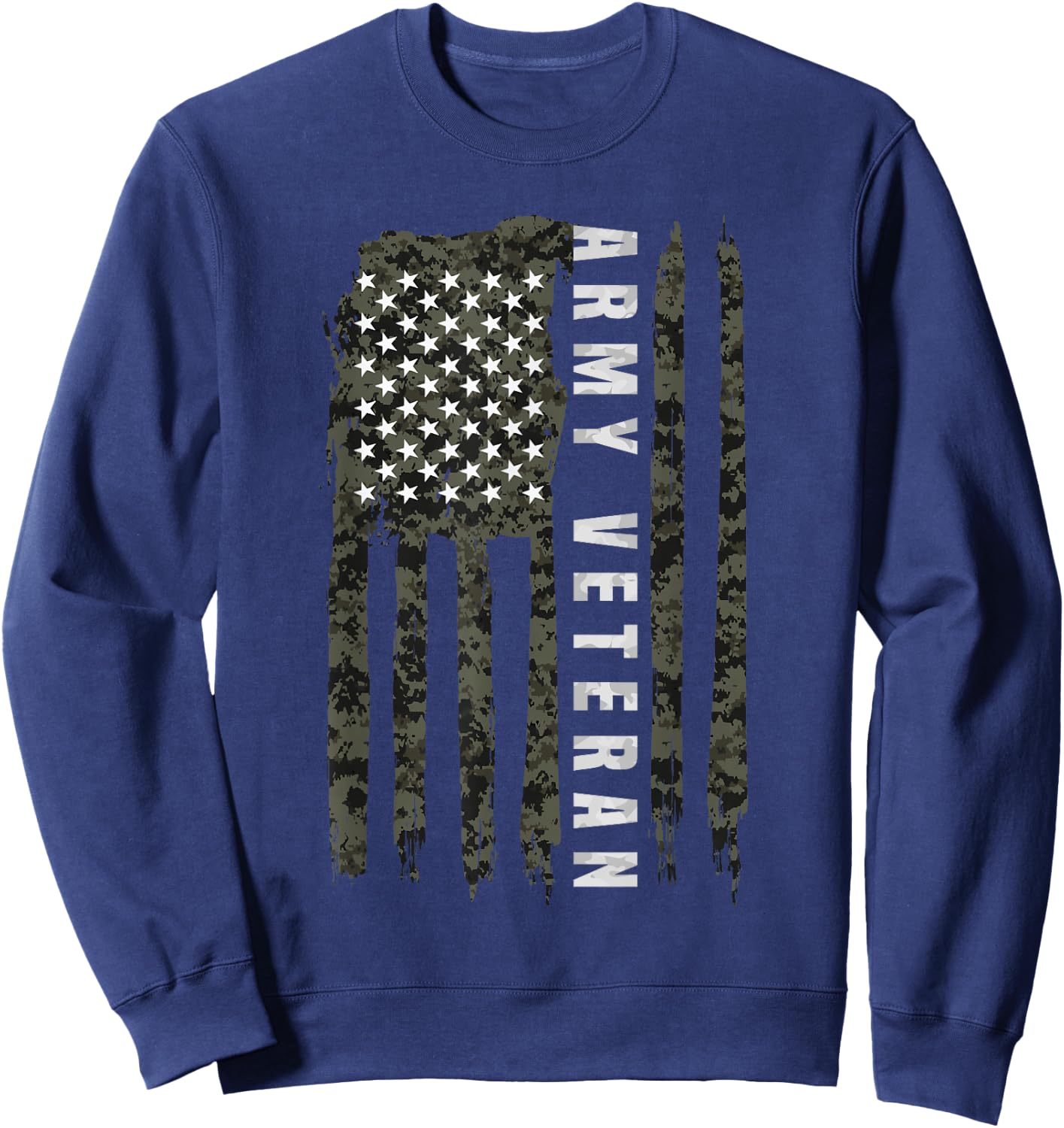 American Flag Patriotic Army Veteran Sweatshirt - Sweatshirt | Navy