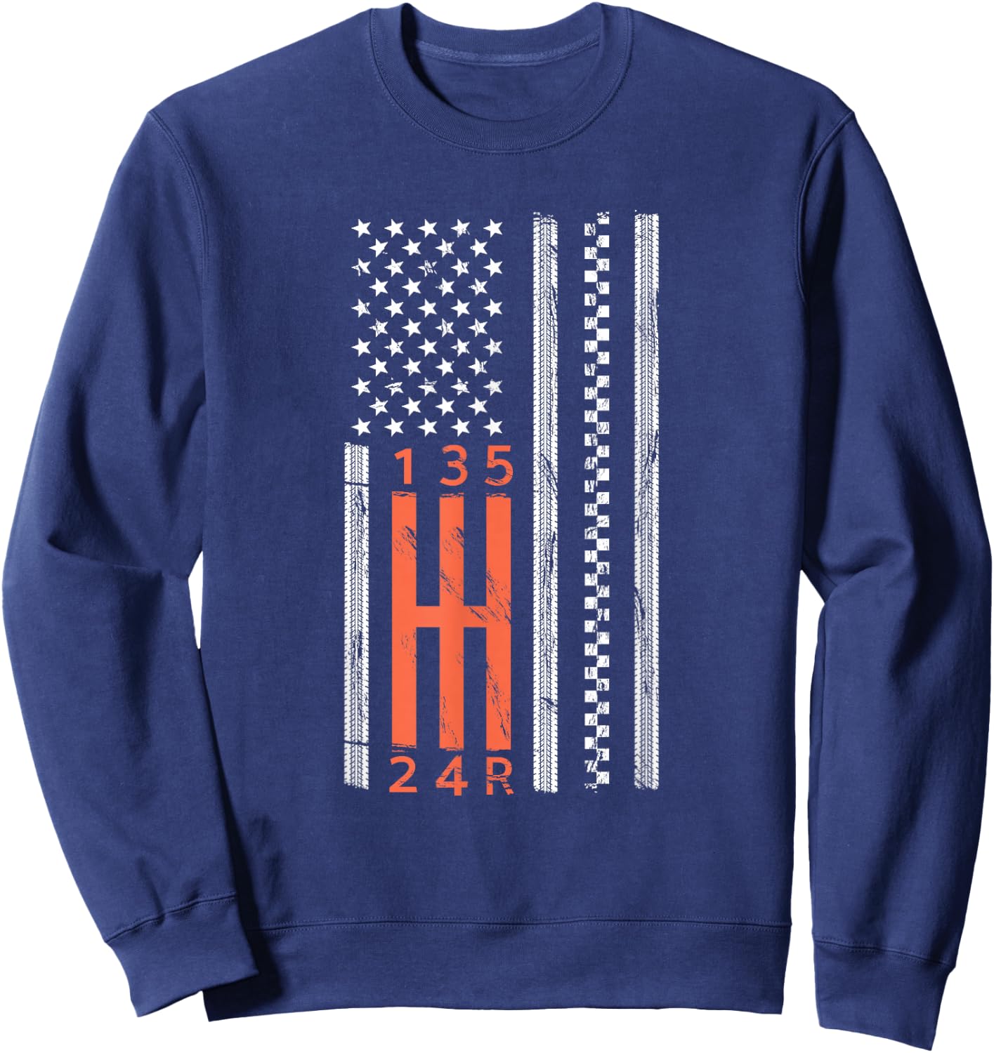 Stick Shift American Flag Manual Transmission Gearbox Sweatshirt - Sweatshirt | Navy