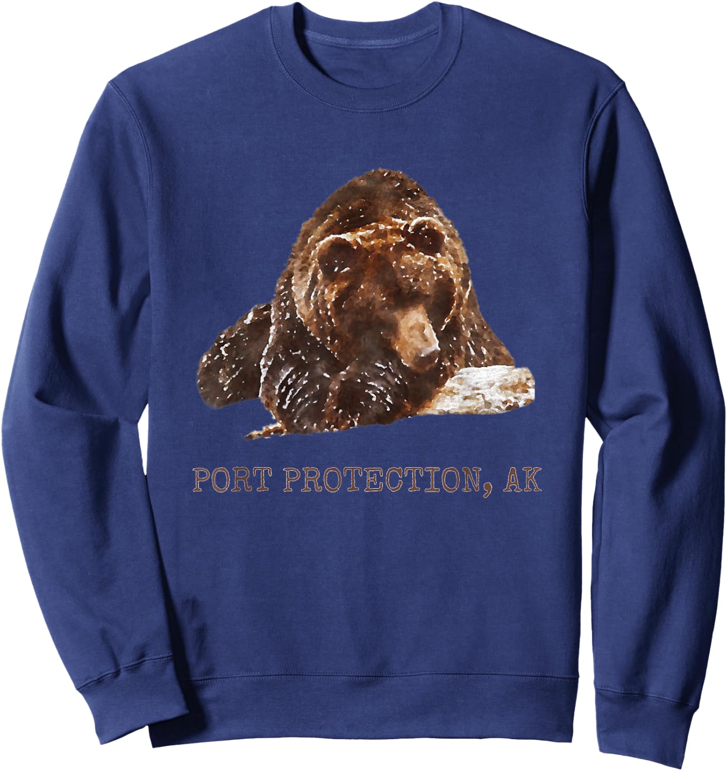 Port Protection Brown Grizzly Bear In Snow Alaska Pacific NW Sweatshirt - Sweatshirt | Navy