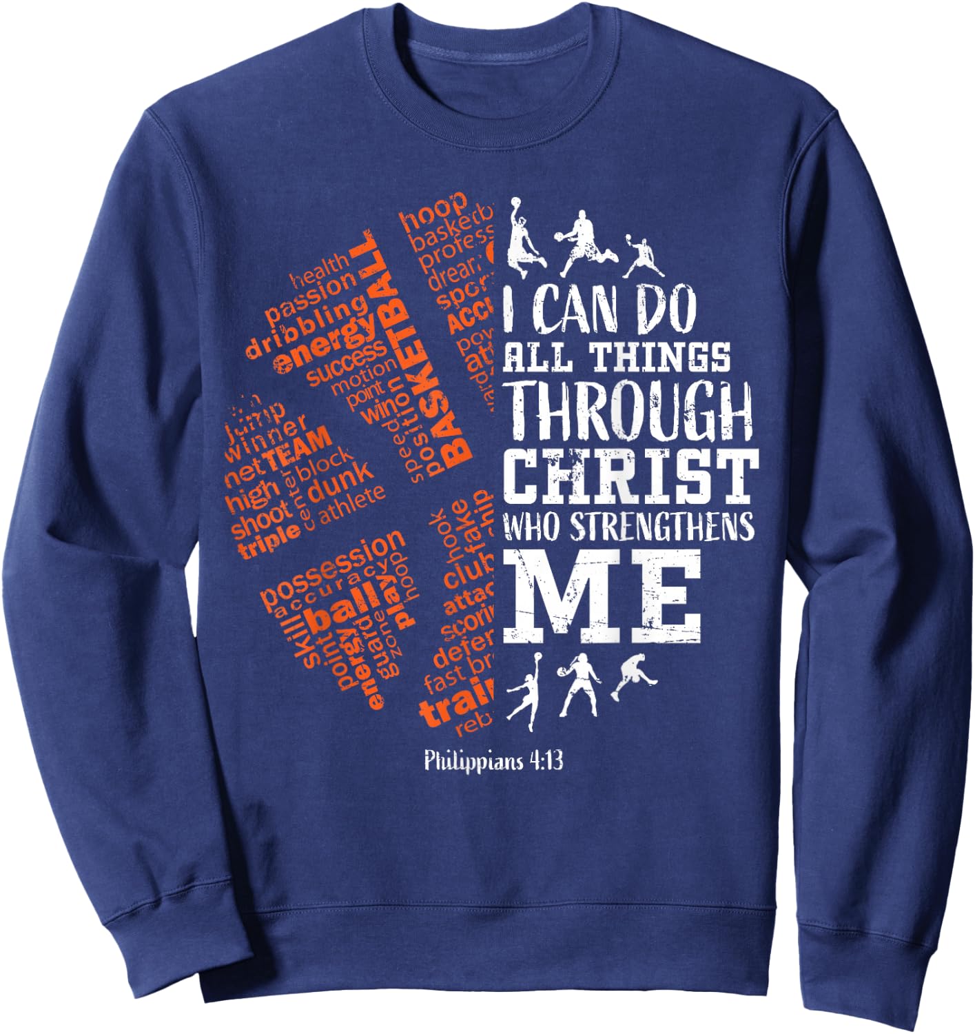 Basketball Sayings Christian Verse Teen Boys Kids Graphic Sweatshirt - Sweatshirt | Navy