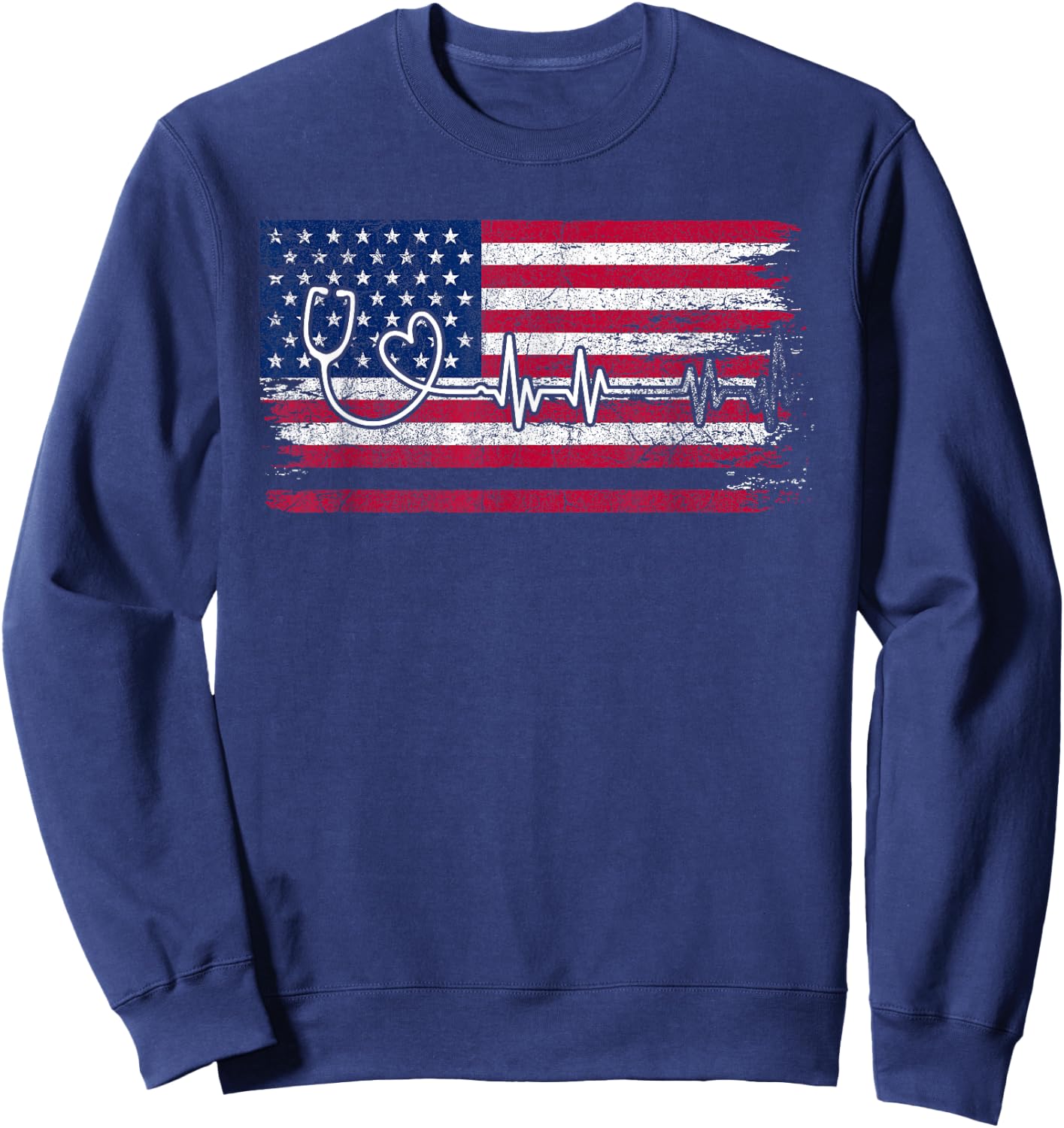 American Flag Nurse Sweatshirt - Sweatshirt | Navy