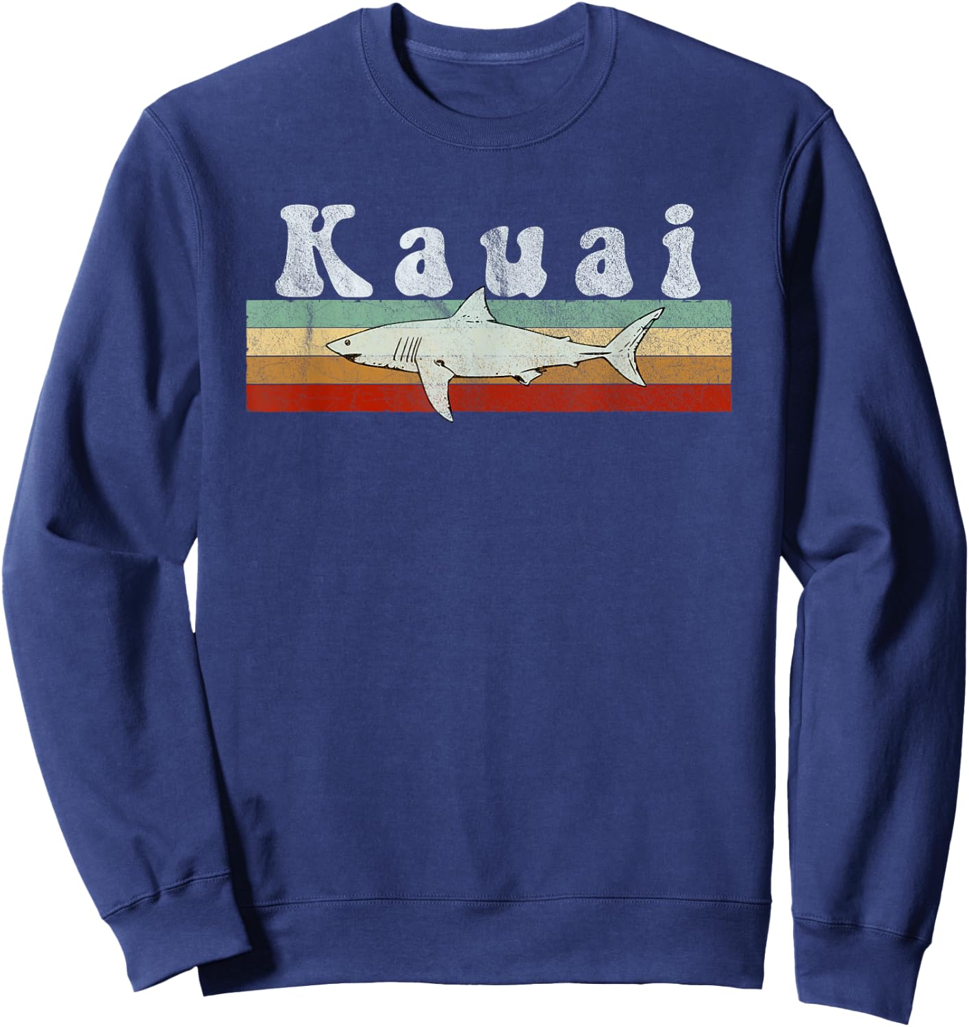 Kauai, HI Shark T Shirt / Kauai Vintage Fishing Sweatshirt - Sweatshirt | Navy