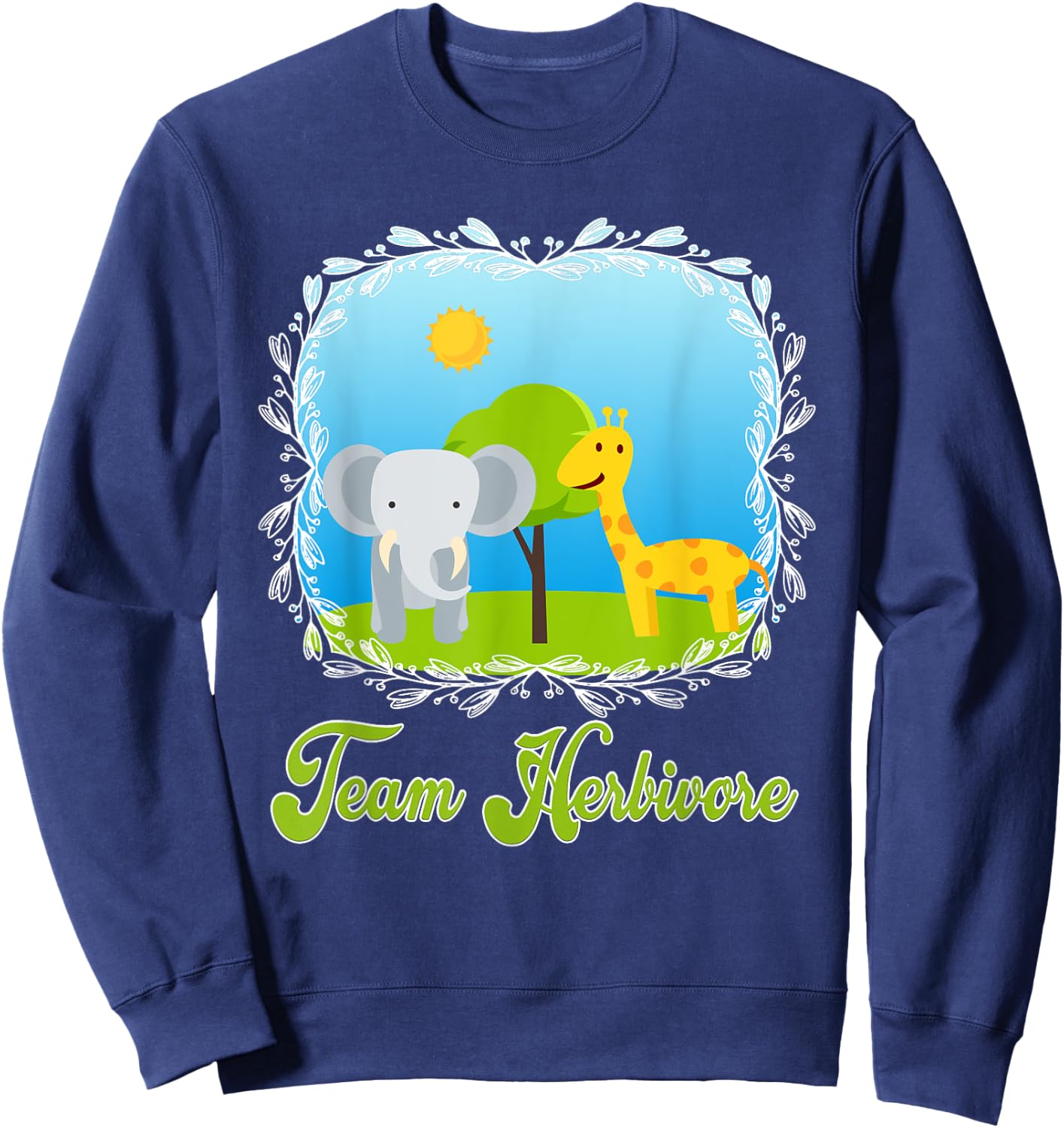 Team Herbivore Cute Animals Vegan Vegetarian Diet Sweatshirt - Sweatshirt | Navy