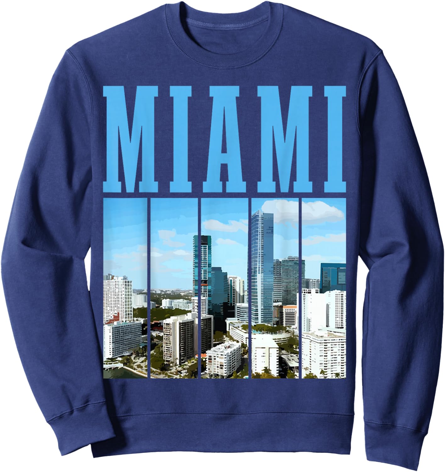 Miami Skyline 305 Florida Vintage Pride Sweatshirt - Sweatshirt | Navy